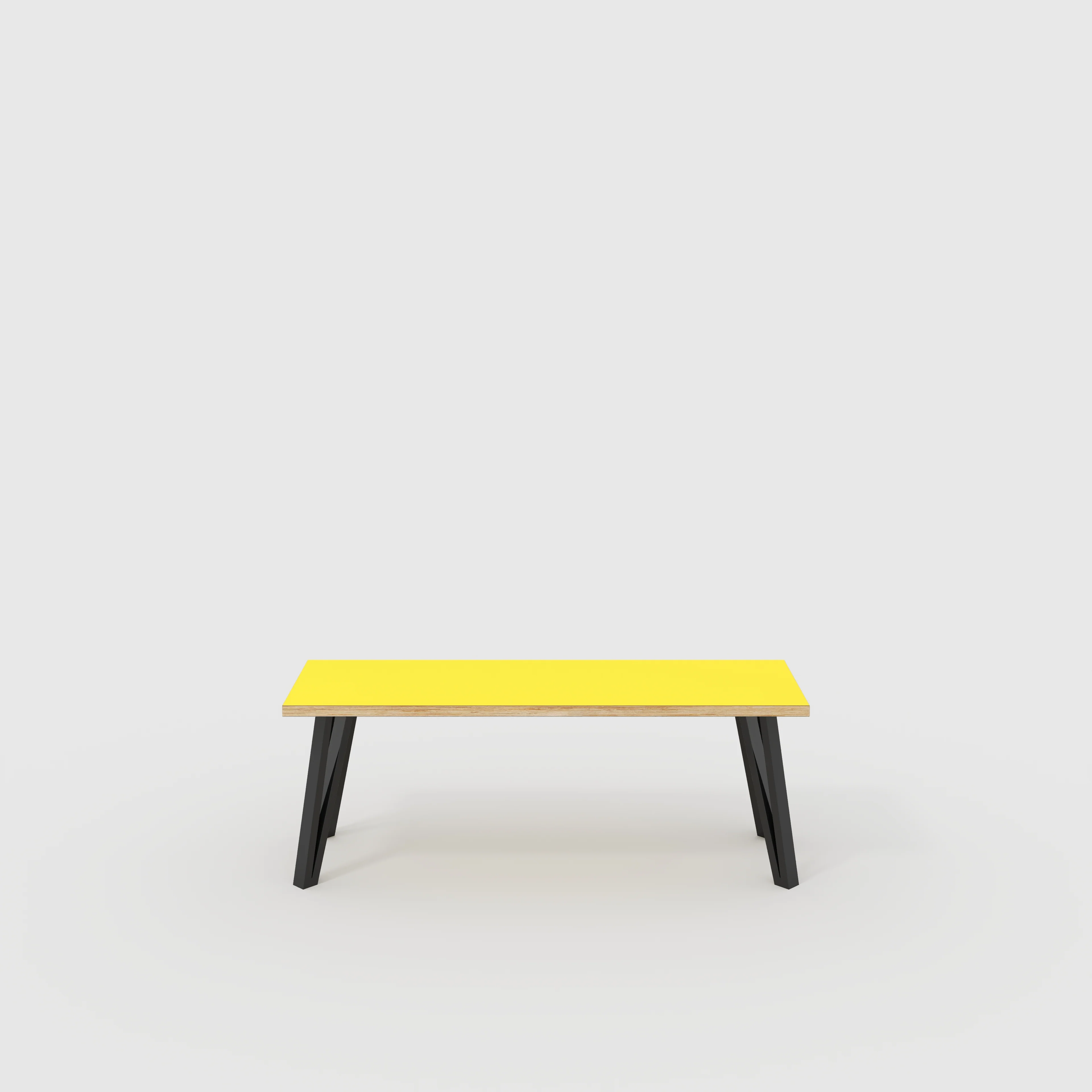Plywood Bench Seat with Black Box Hairpin Legs - Formica Chrome Yellow - 1200(w) x 400(d) x 450(h)