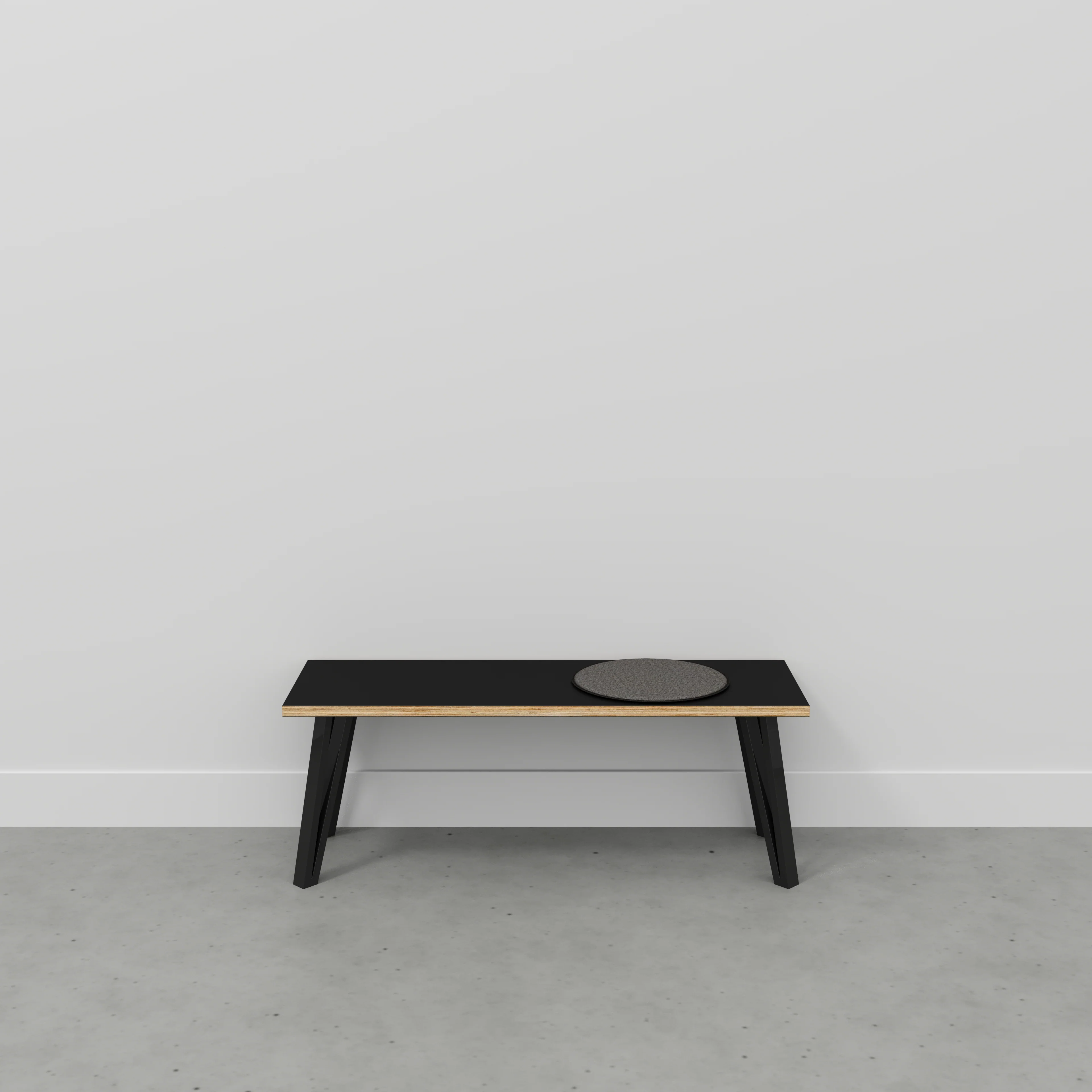 Plywood Bench Seat with Black Box Hairpin Legs - Formica Diamond Black - 1200(w) x 400(d) x 450(h) - Image 2