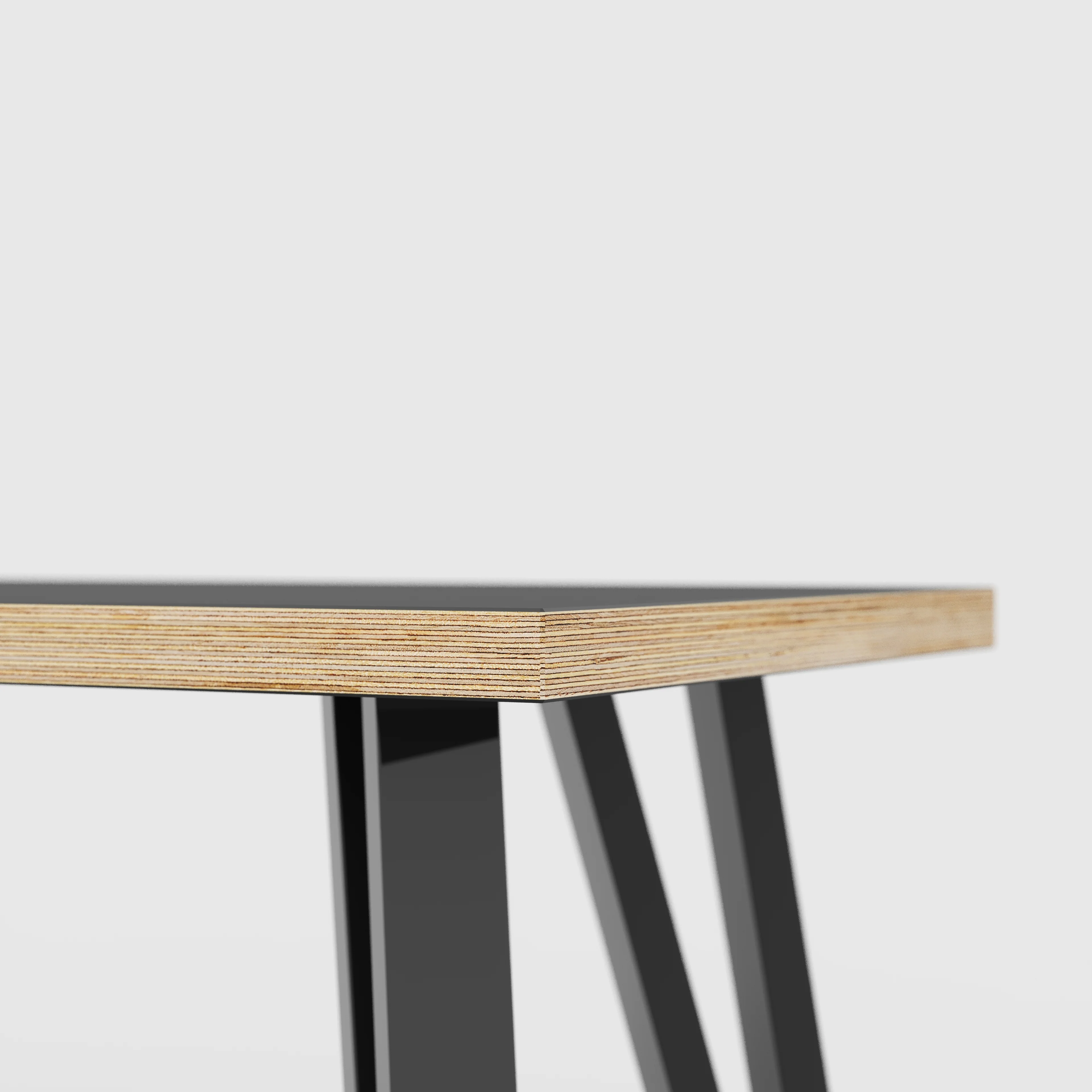Plywood Bench Seat with Black Box Hairpin Legs - Formica Diamond Black - 1200(w) x 400(d) x 450(h) - Image 4