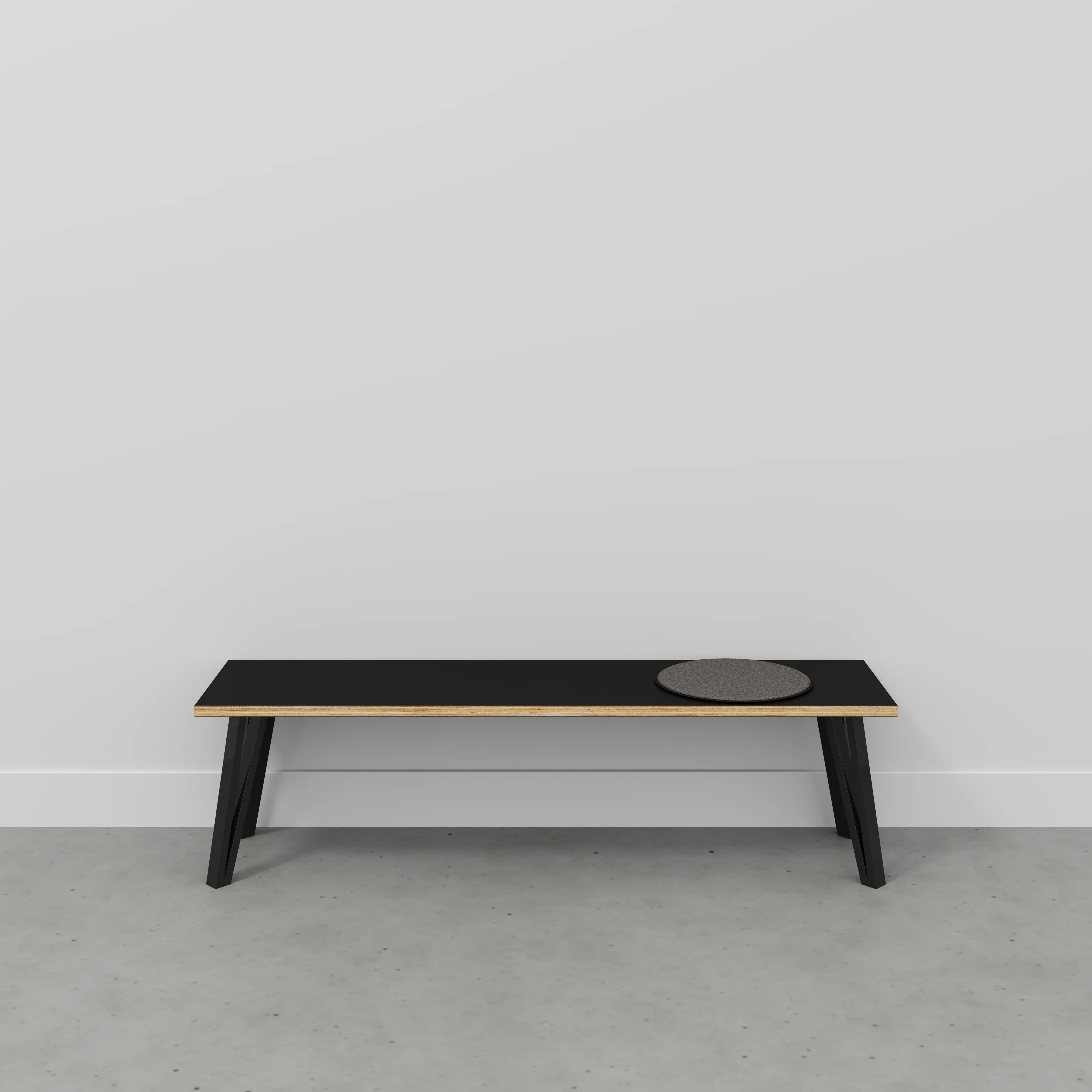 Plywood Bench Seat with Black Box Hairpin Legs - Formica Diamond Black - 1600(w) x 400(d) x 450(h) - Image 2