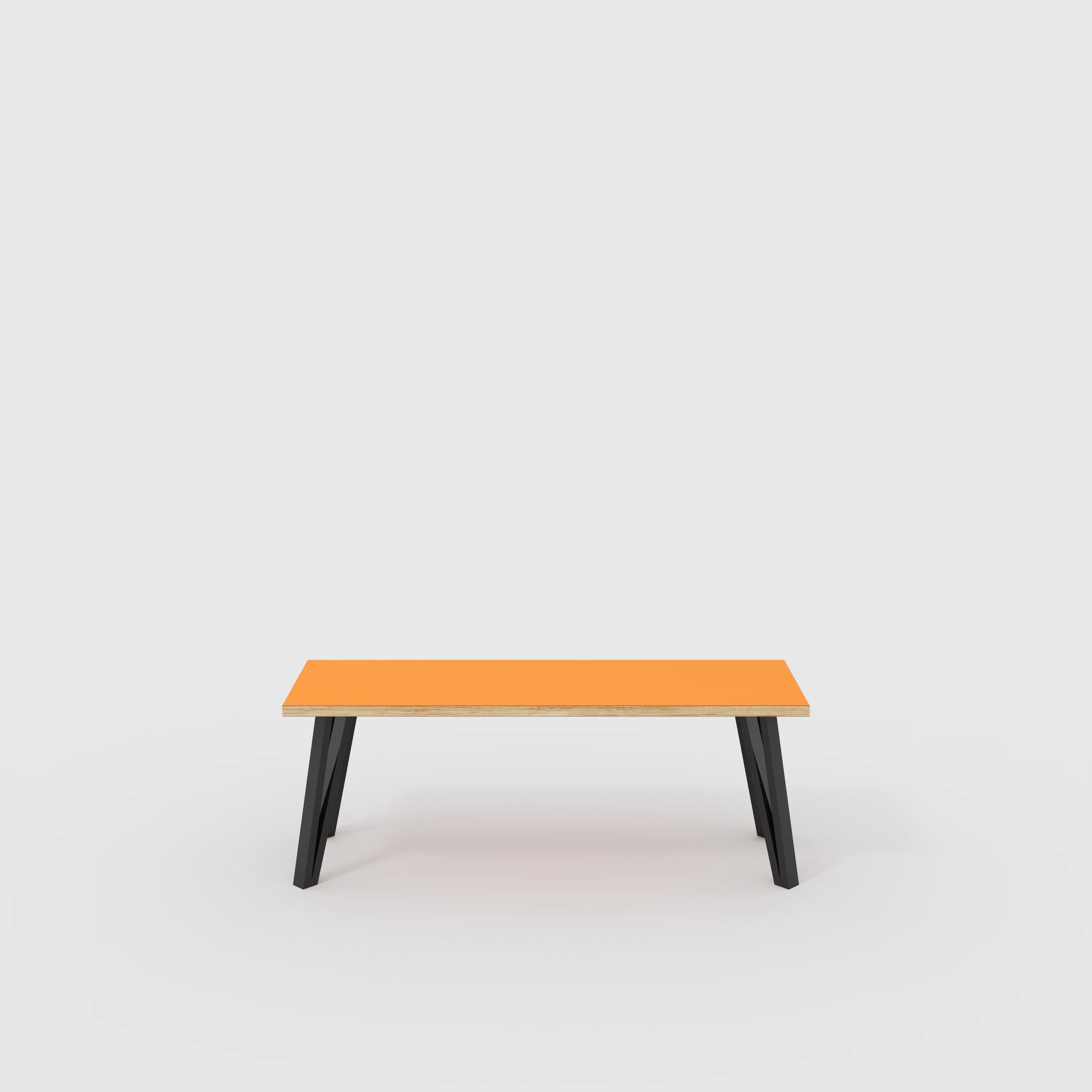Plywood Bench Seat with Black Box Hairpin Legs - Formica Levante Orange - 1200(w) x 400(d) x 450(h)