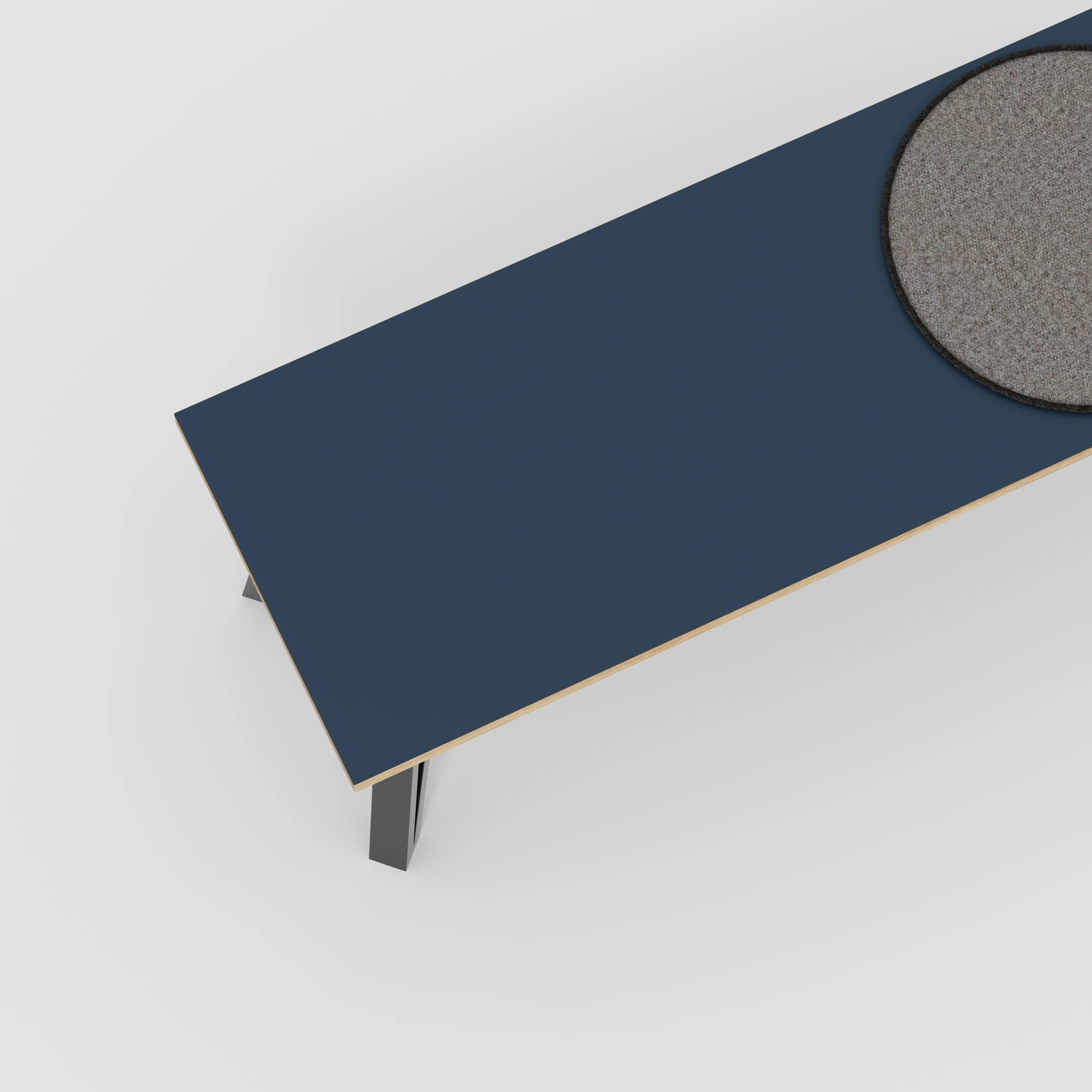 Plywood Bench Seat with Black Box Hairpin Legs - Formica Night Sea Blue - 1200(w) x 400(d) x 450(h) - Image 3
