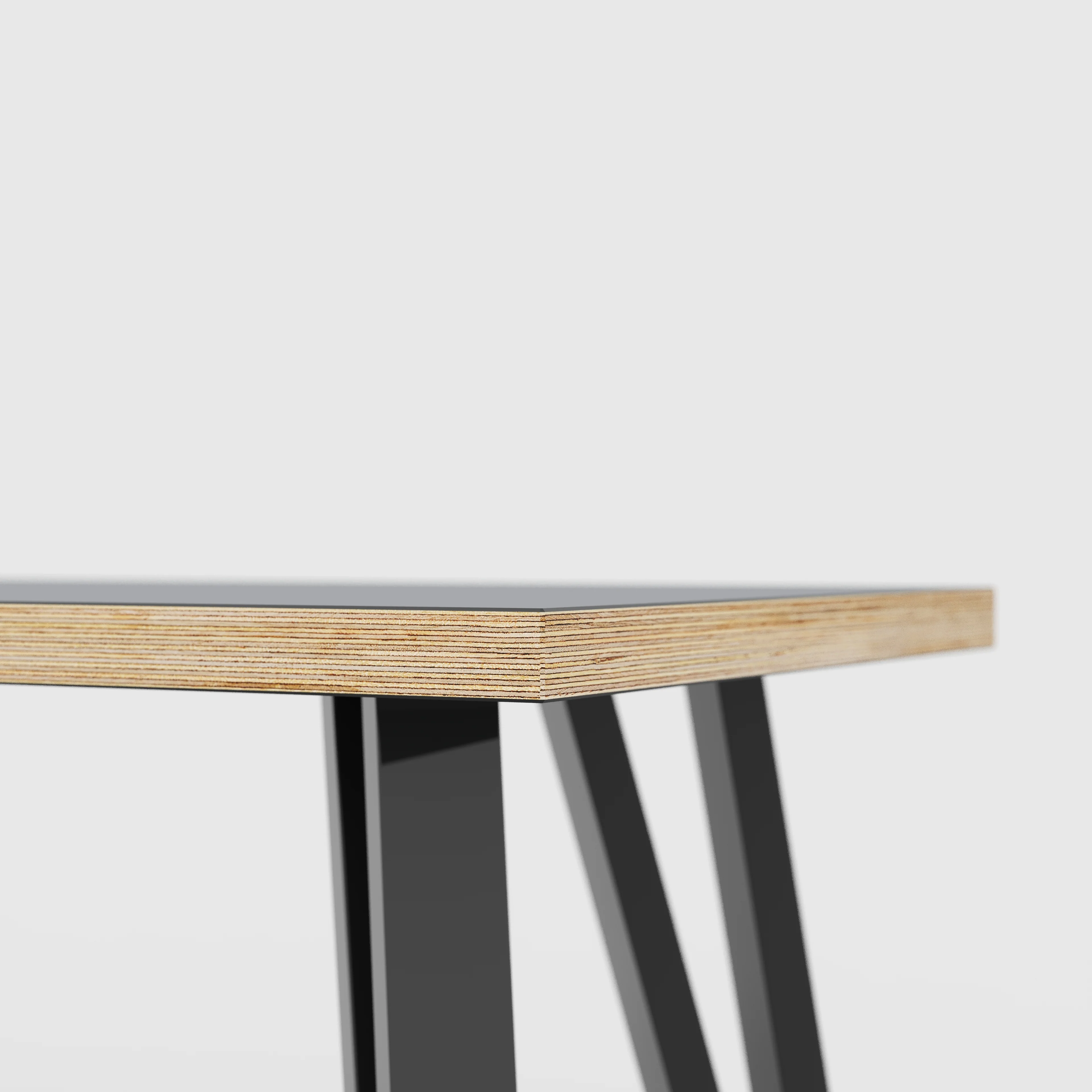 Plywood Bench Seat with Black Box Hairpin Legs - Formica Tornado Grey - 1200(w) x 400(d) x 450(h) - Image 4