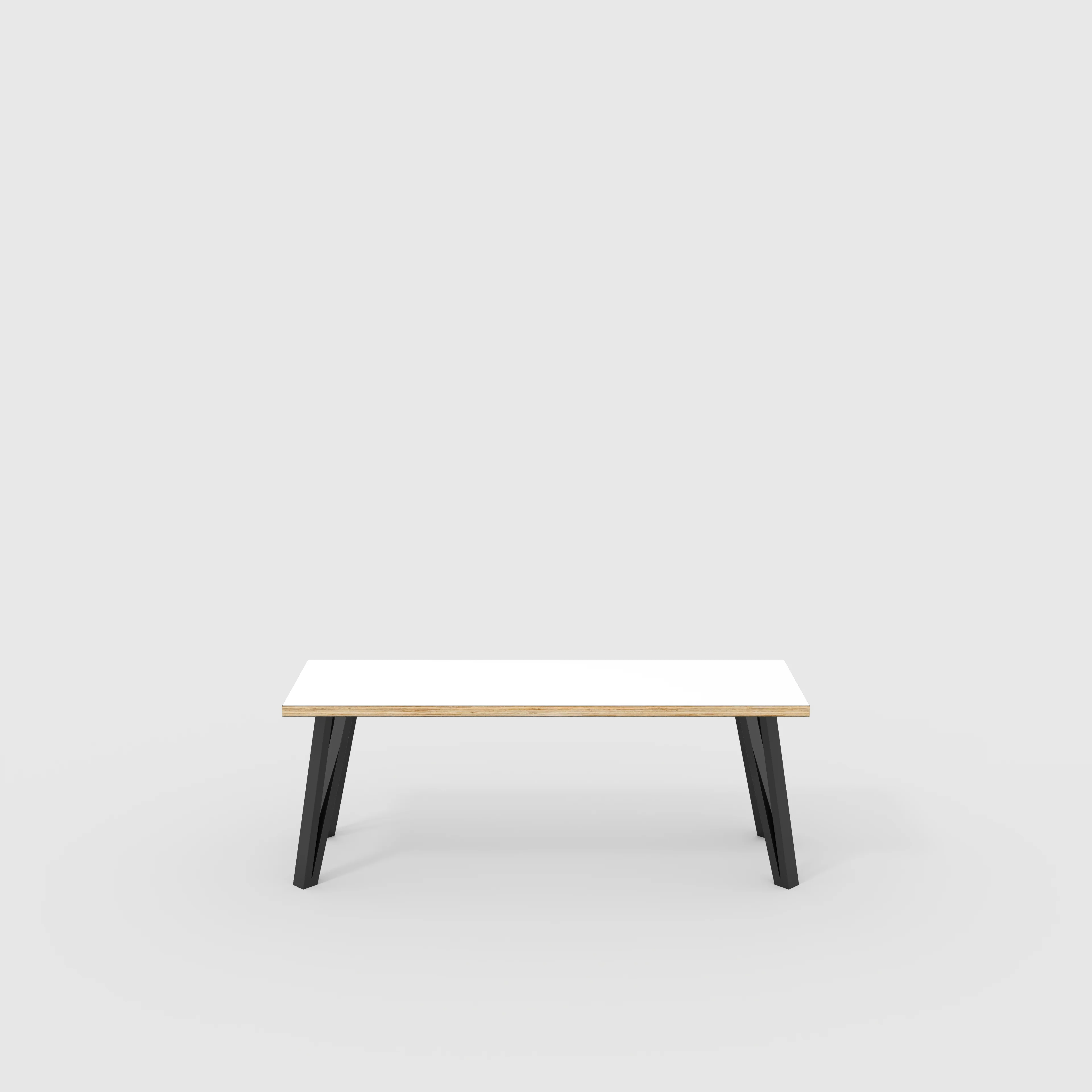 Plywood Bench Seat with Black Box Hairpin Legs - Formica White - 1200(w) x 400(d) x 450(h)