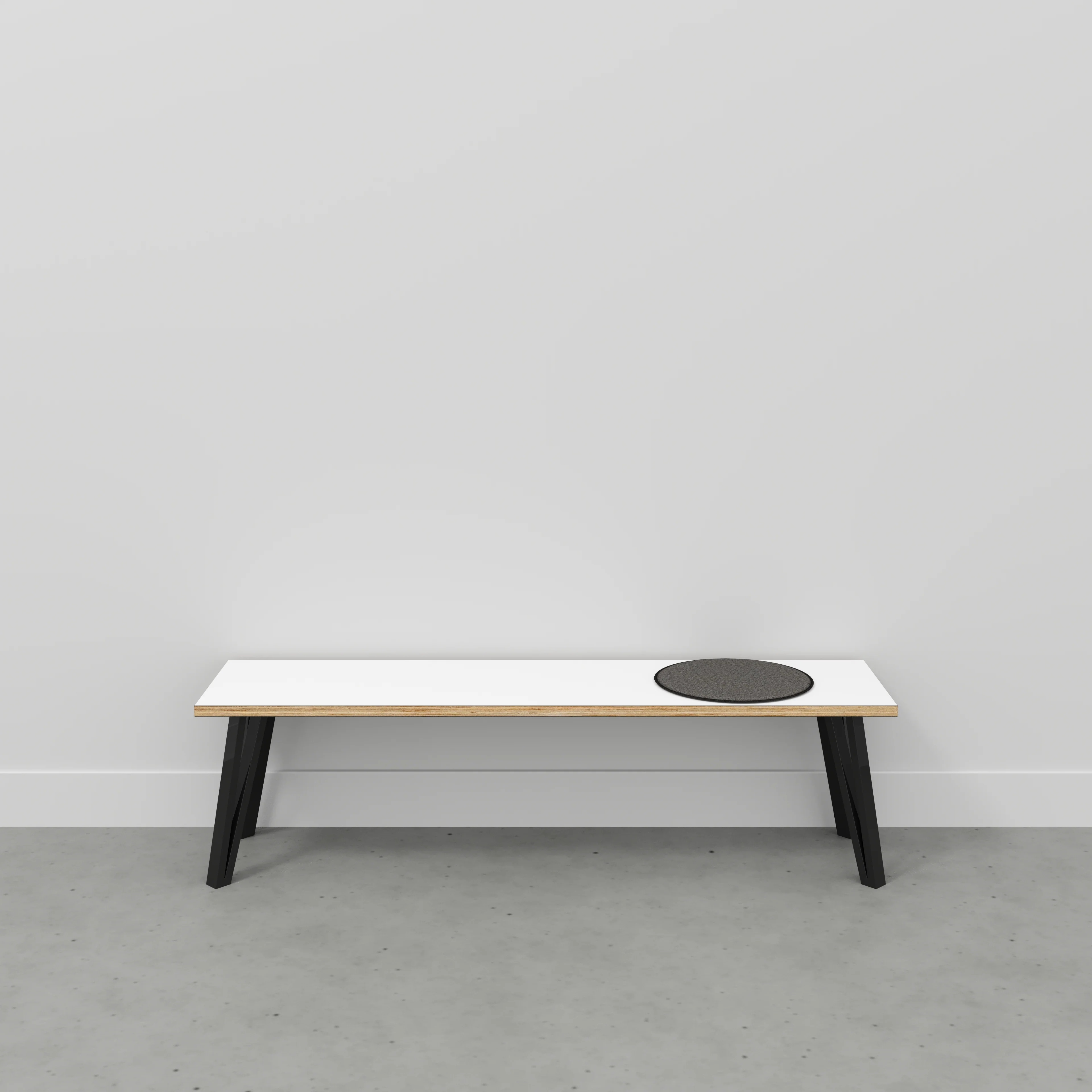 Plywood Bench Seat with Black Box Hairpin Legs - Formica White - 1600(w) x 400(d) x 450(h) - Image 2