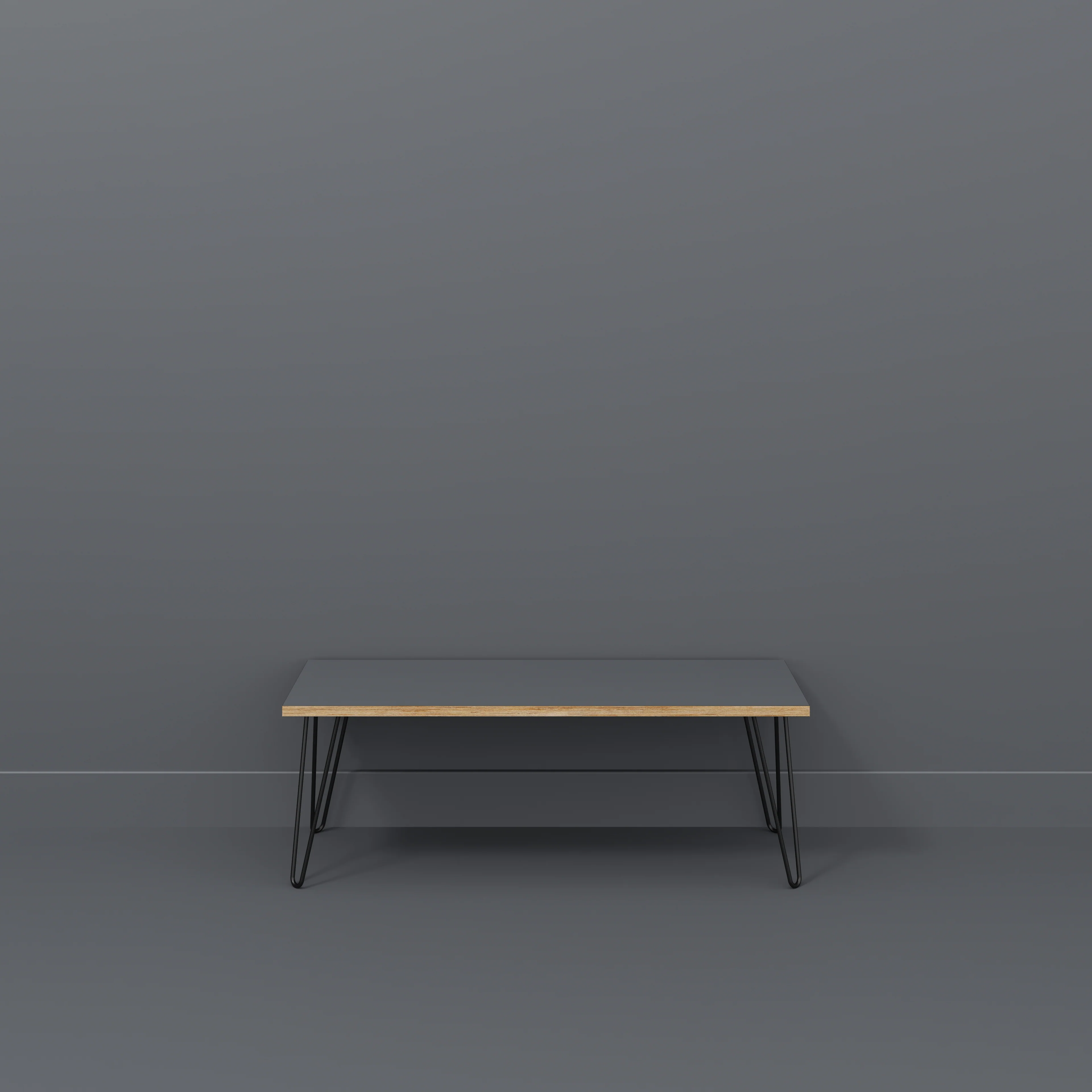 Plywood Bench Seat with Black Hairpin Legs - Formica Tornado Grey - 1200(w) x 400(d) - Image 2