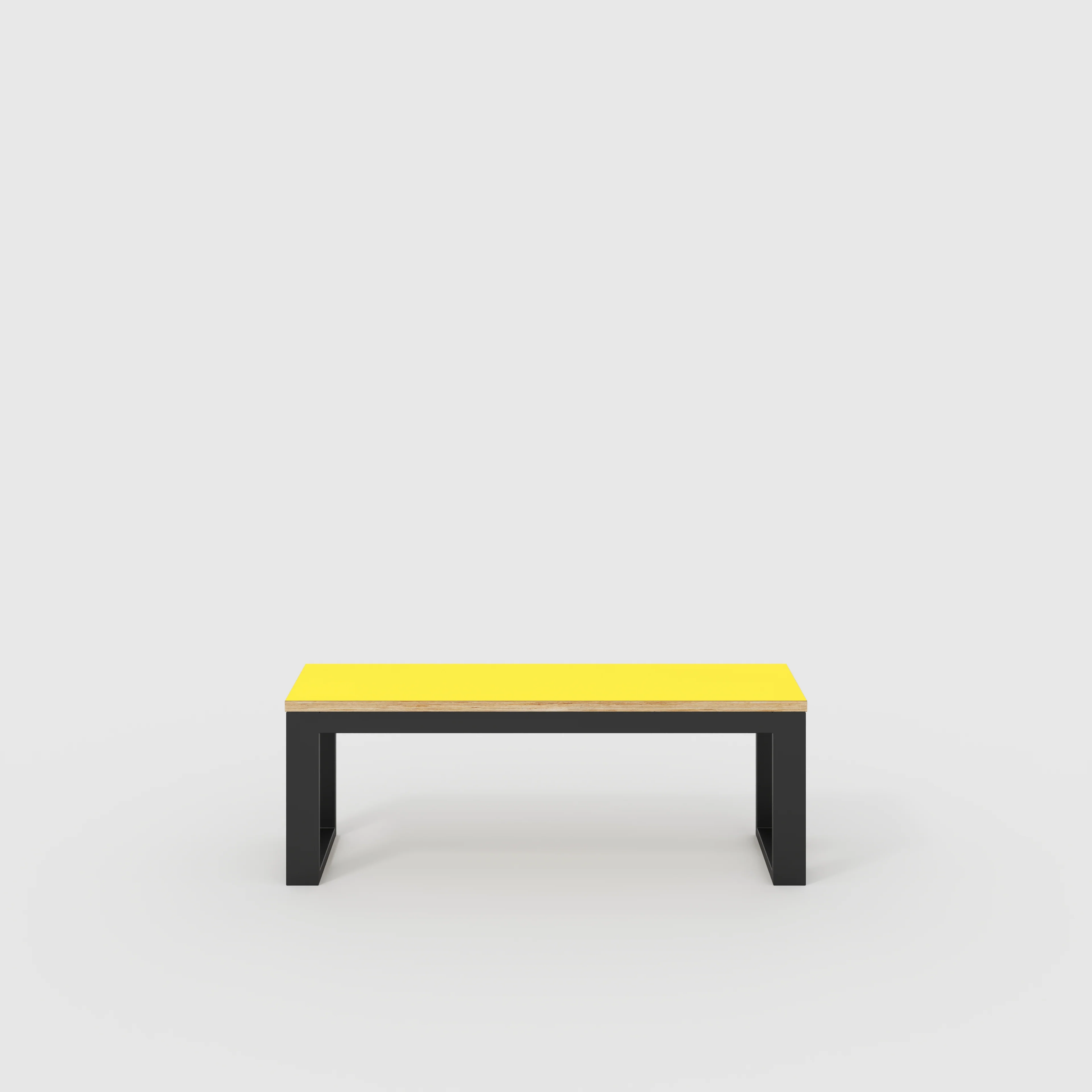 Plywood Bench Seat with Black Industrial Frame - Formica Chrome Yellow - 1200(w) x 325(d)