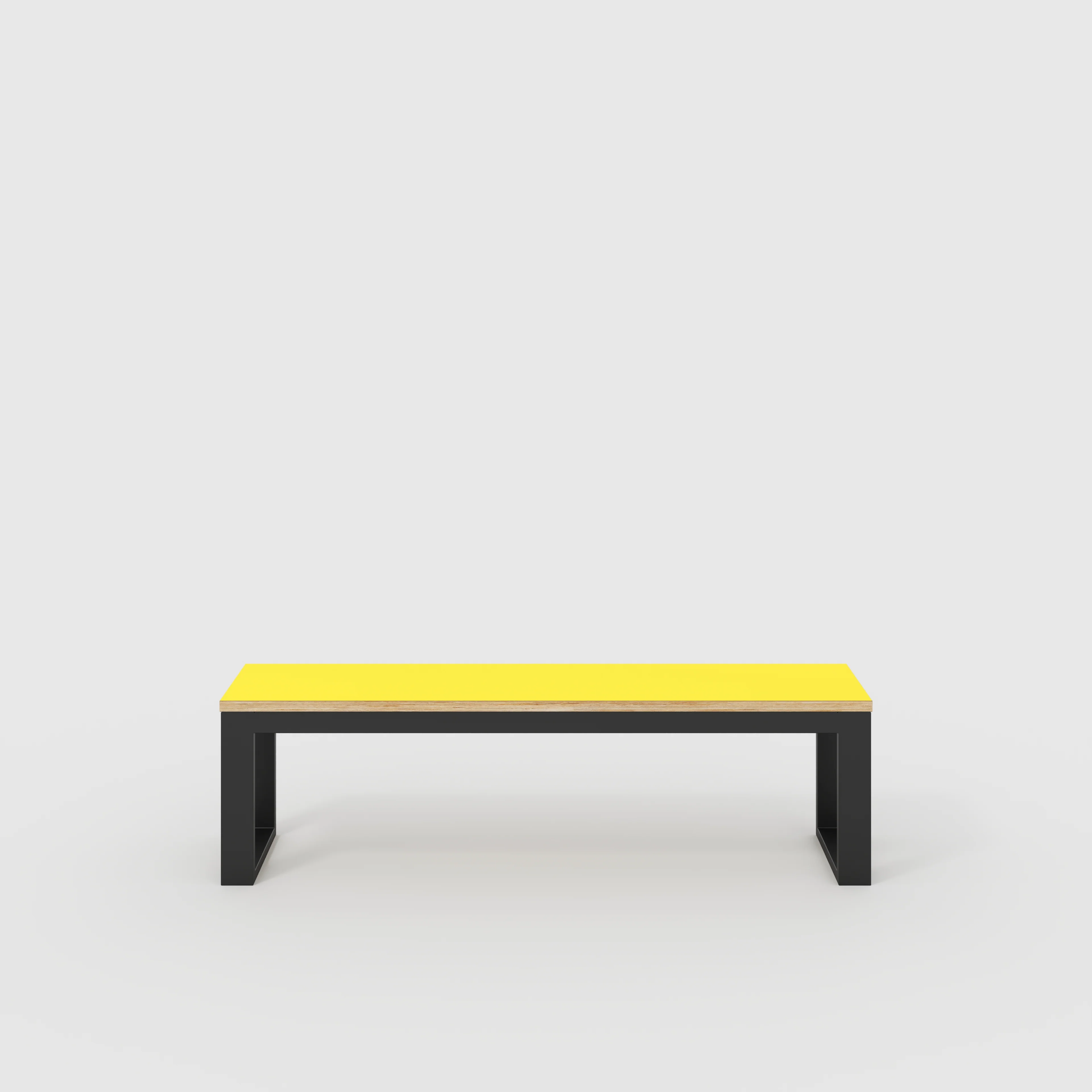 Plywood Bench Seat with Black Industrial Frame - Formica Chrome Yellow - 1500(w) x 325(d)