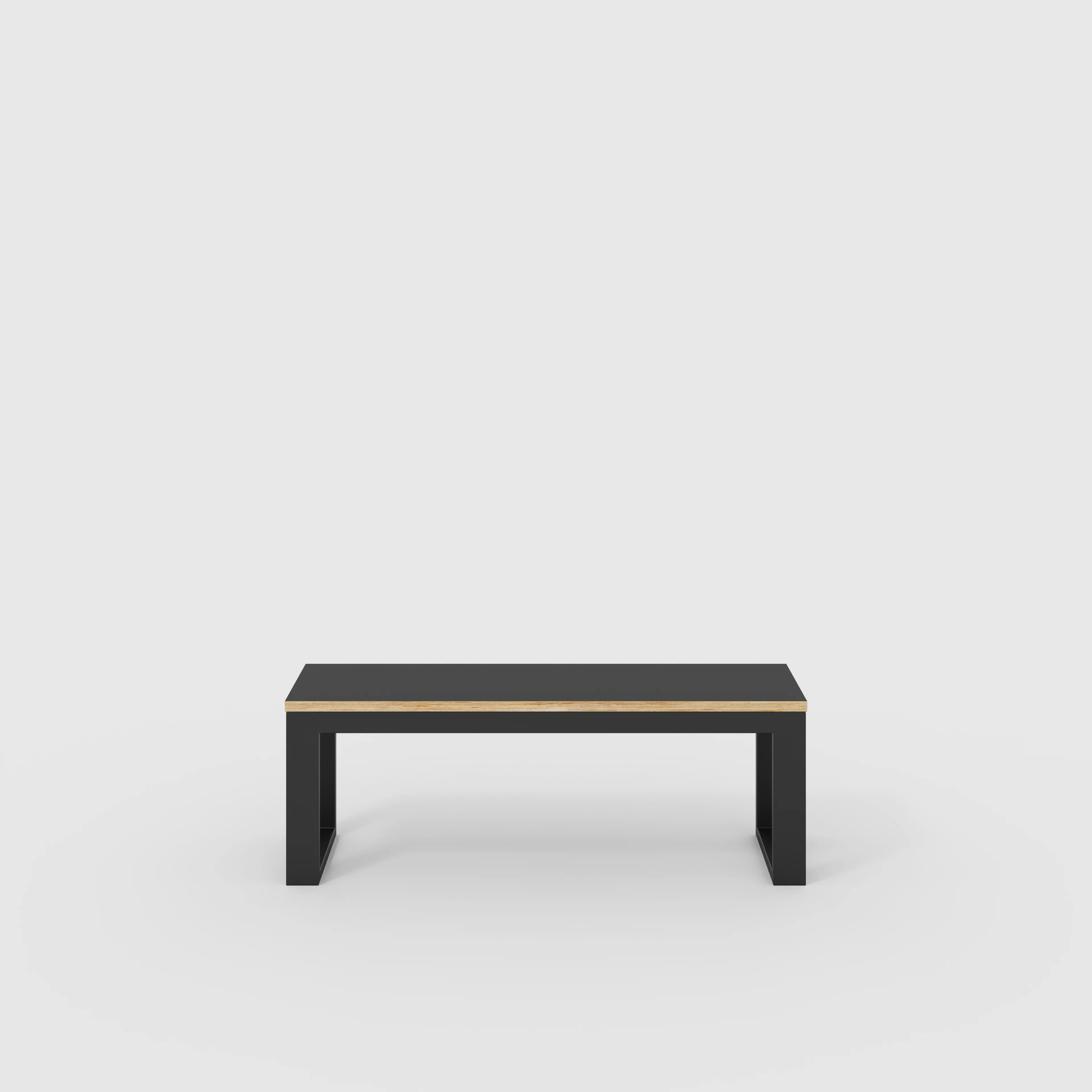 Plywood Bench Seat with Black Industrial Frame - Formica Diamond Black - 1200(w) x 325(d)