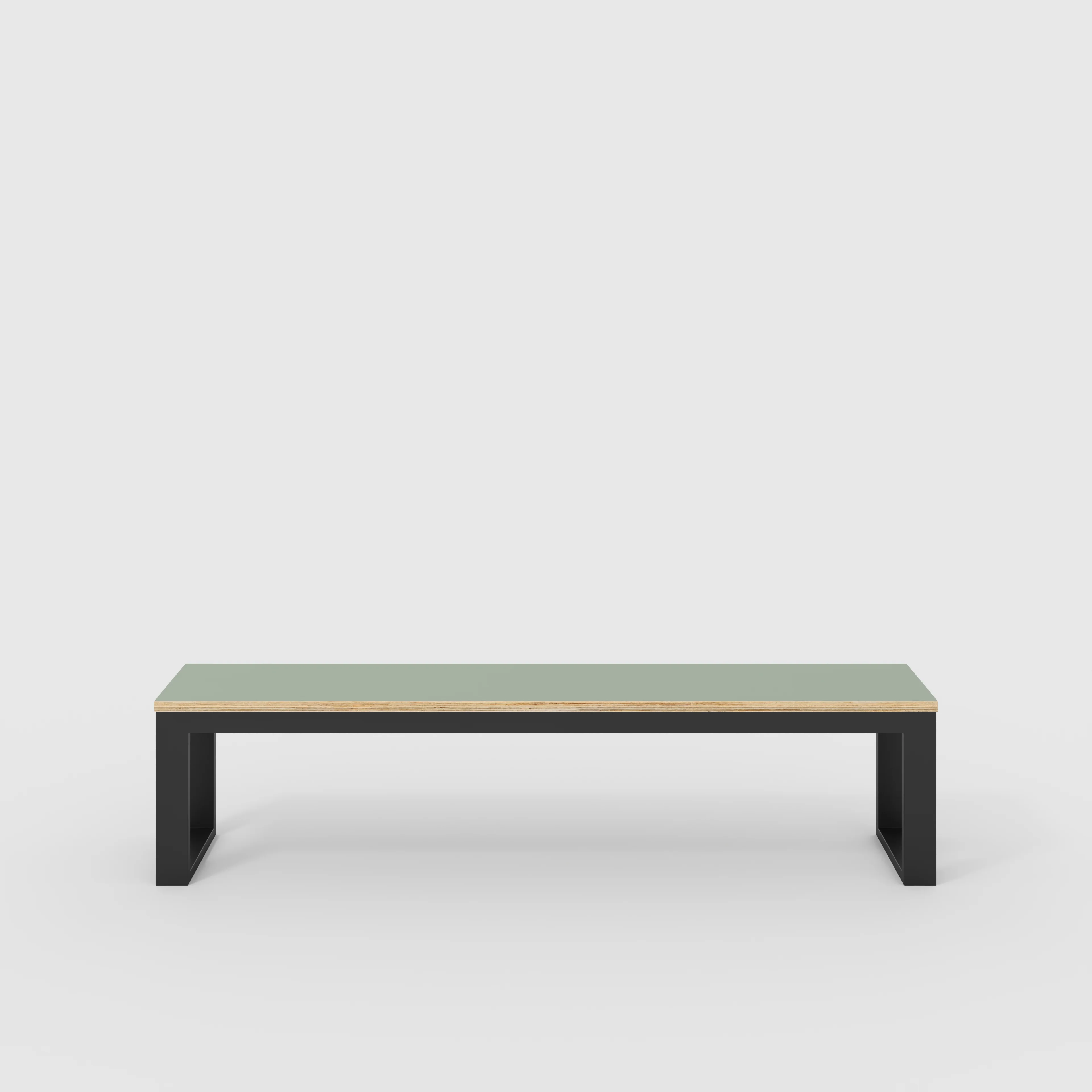 Plywood Bench Seat with Black Industrial Frame - Formica Green Slate - 1800(w) x 325(d)