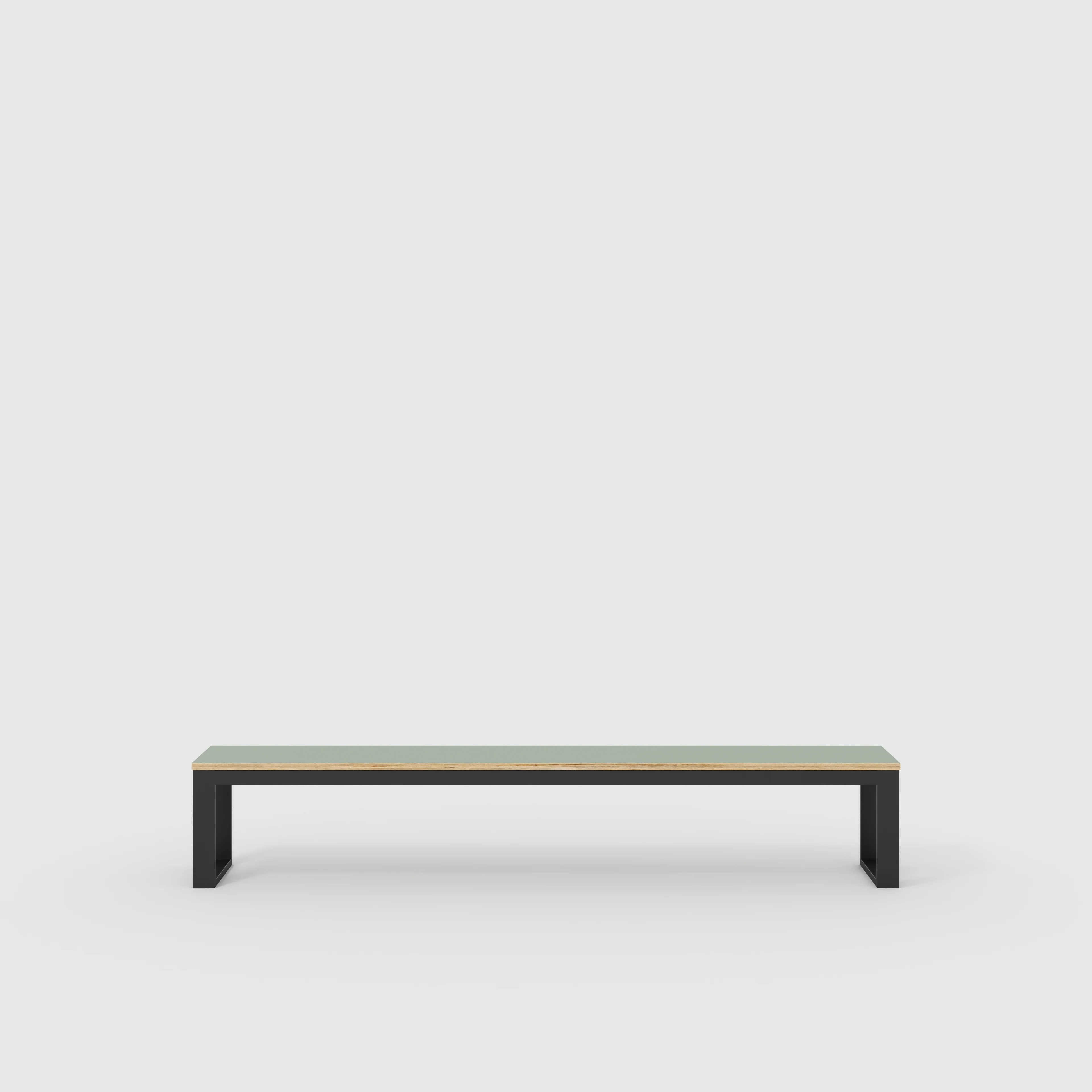 Plywood Bench Seat with Black Industrial Frame - Formica Green Slate - 2400(w) x 325(d)