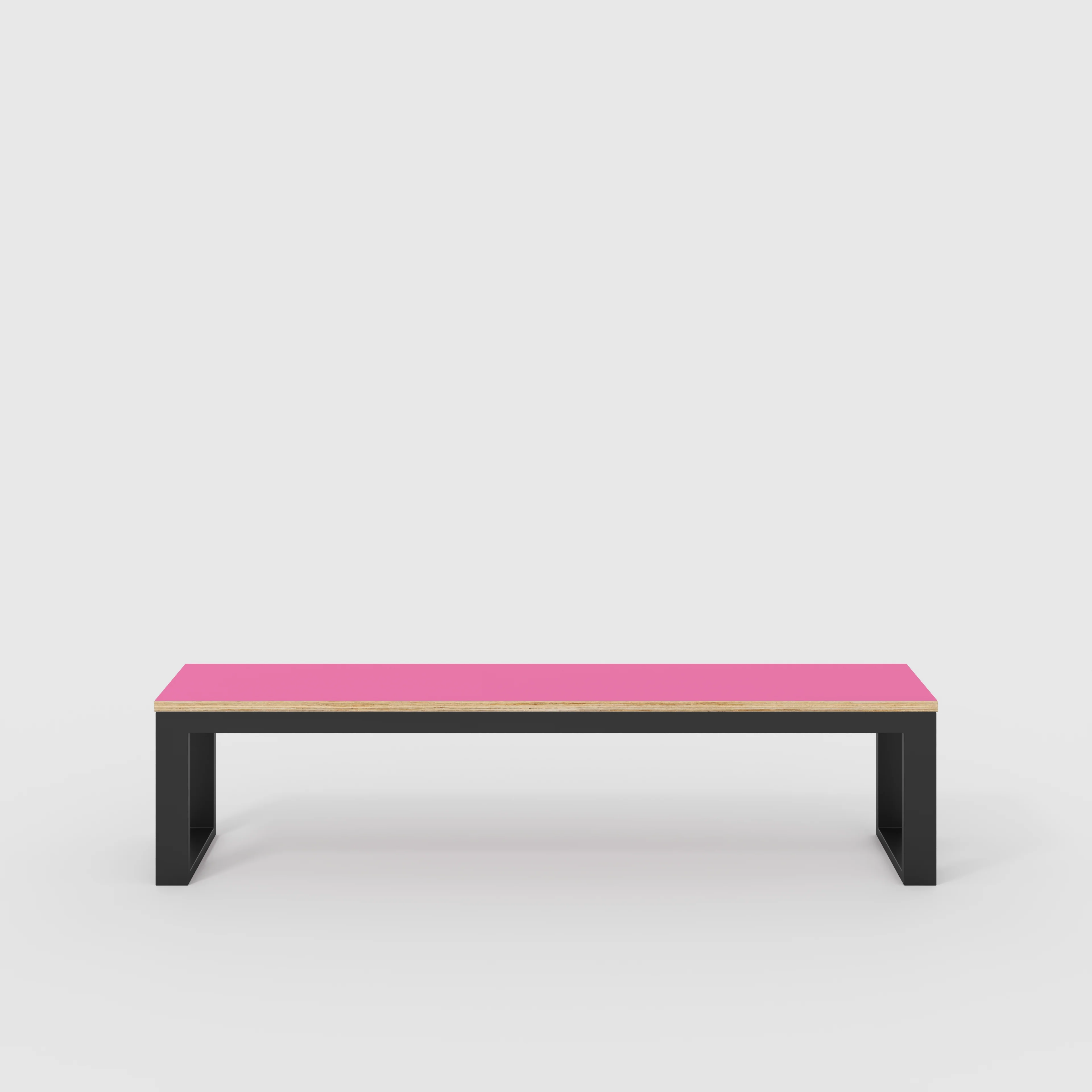 Plywood Bench Seat with Black Industrial Frame - Formica Juicy Pink - 1800(w) x 325(d)