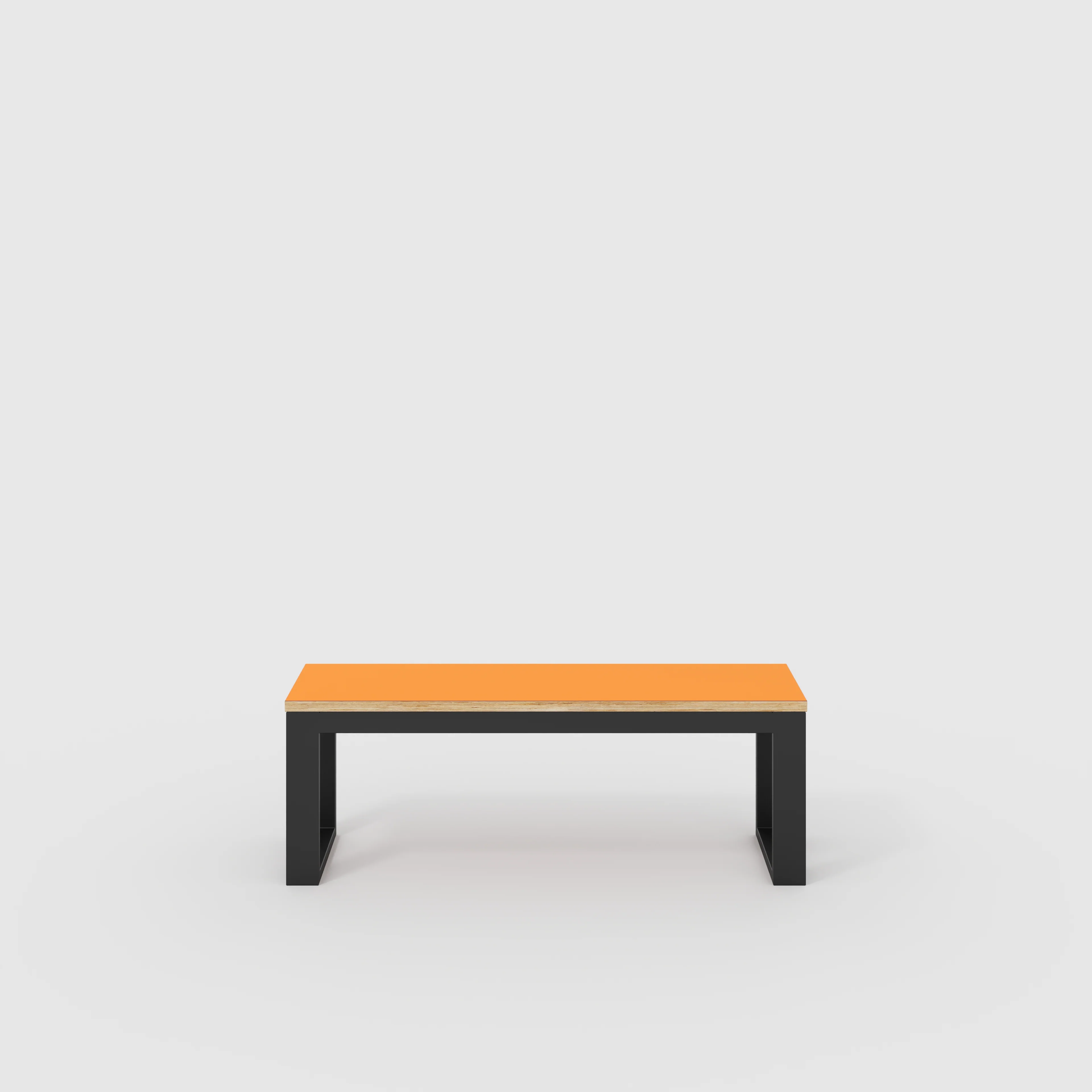 Plywood Bench Seat with Black Industrial Frame - Formica Levante Orange - 1200(w) x 325(d)