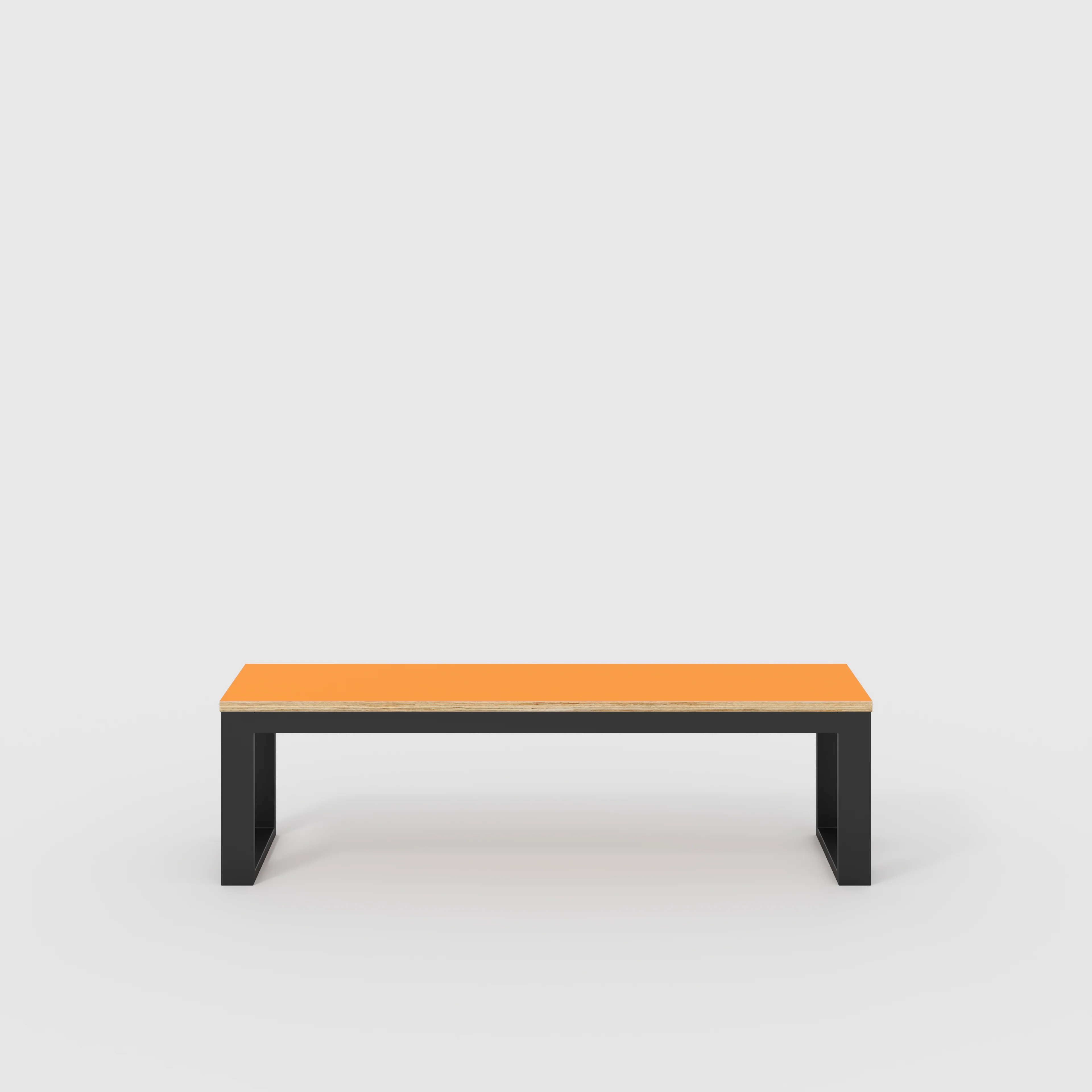 Plywood Bench Seat with Black Industrial Frame - Formica Levante Orange - 1500(w) x 325(d)