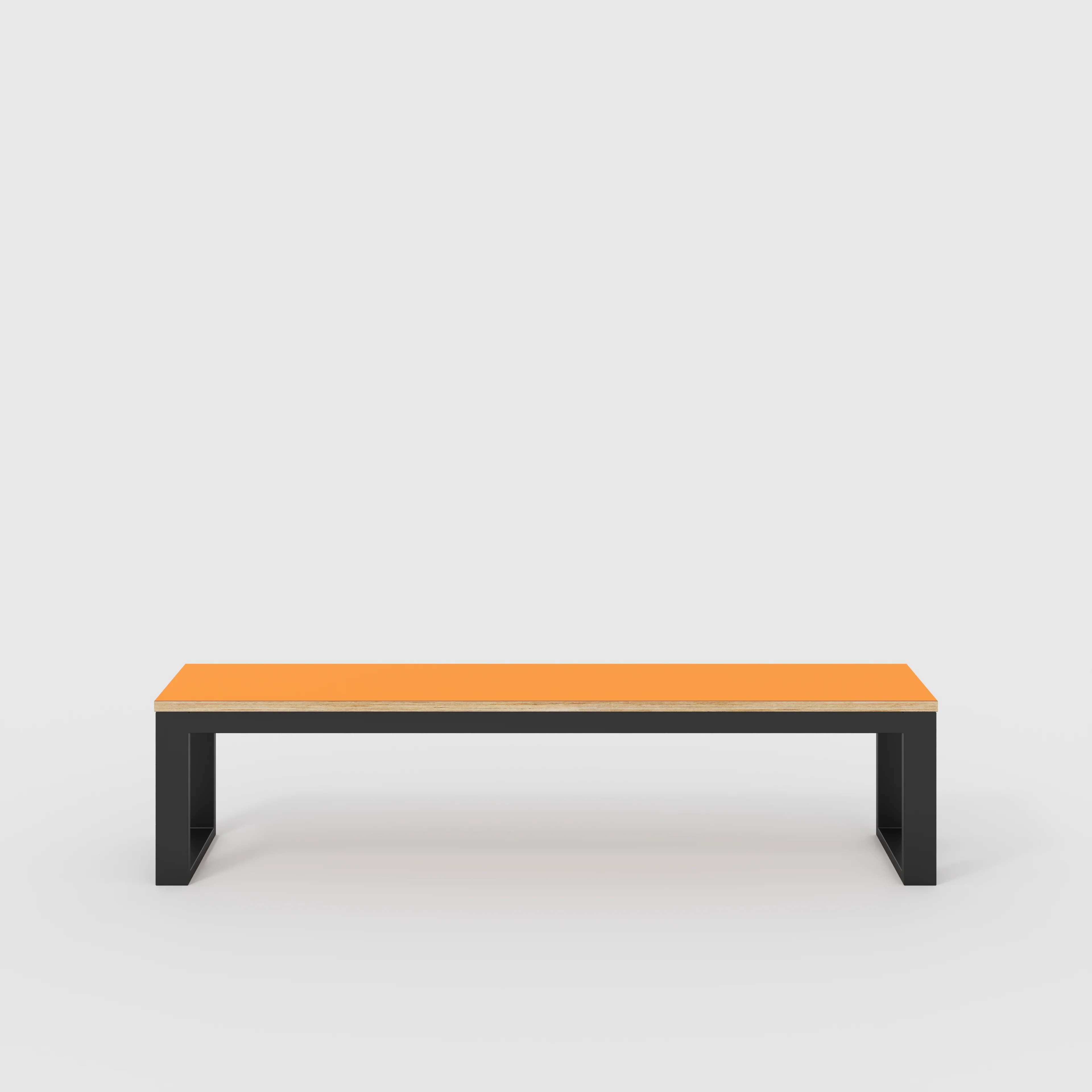 Plywood Bench Seat with Black Industrial Frame - Formica Levante Orange - 1800(w) x 325(d)