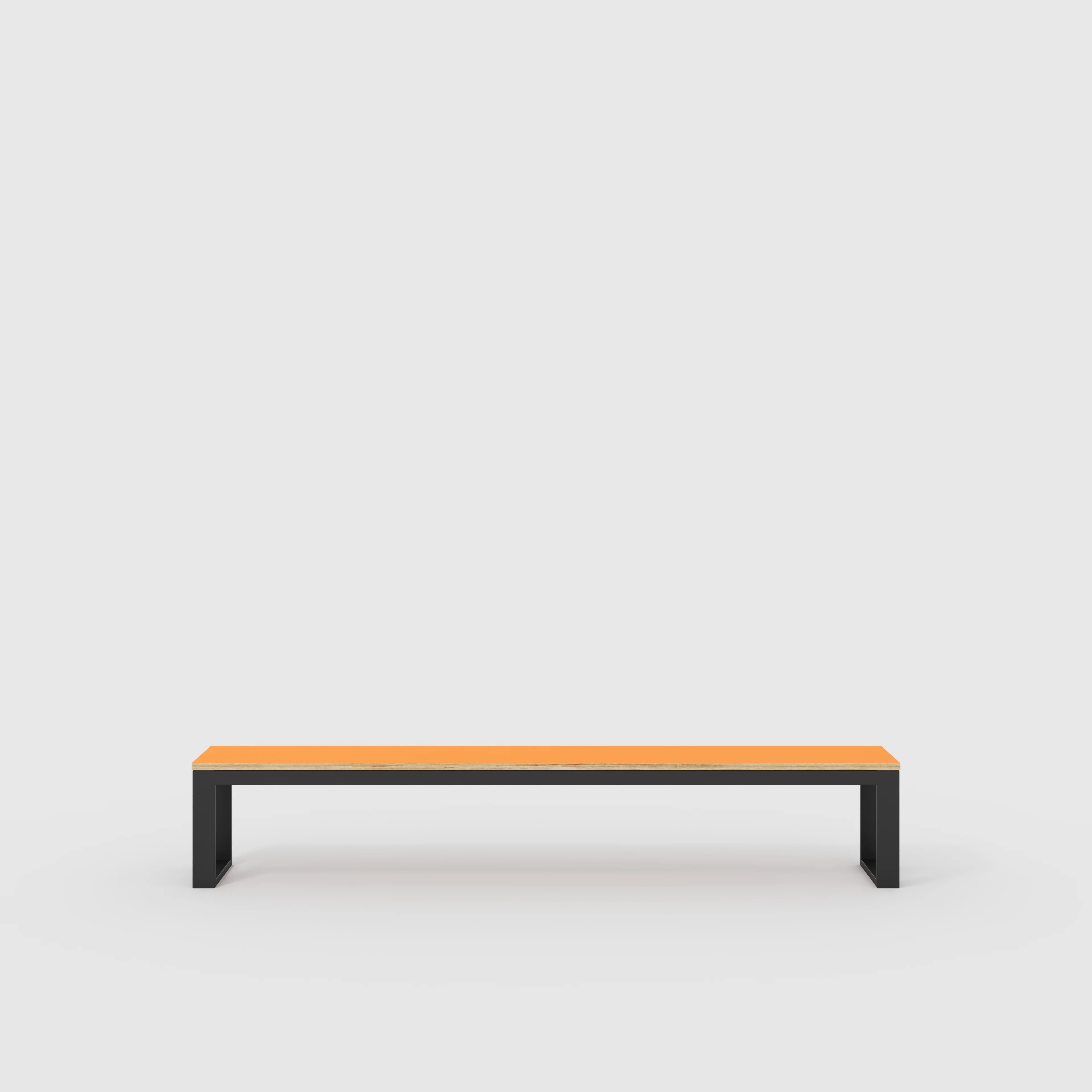 Plywood Bench Seat with Black Industrial Frame - Formica Levante Orange - 2400(w) x 325(d)