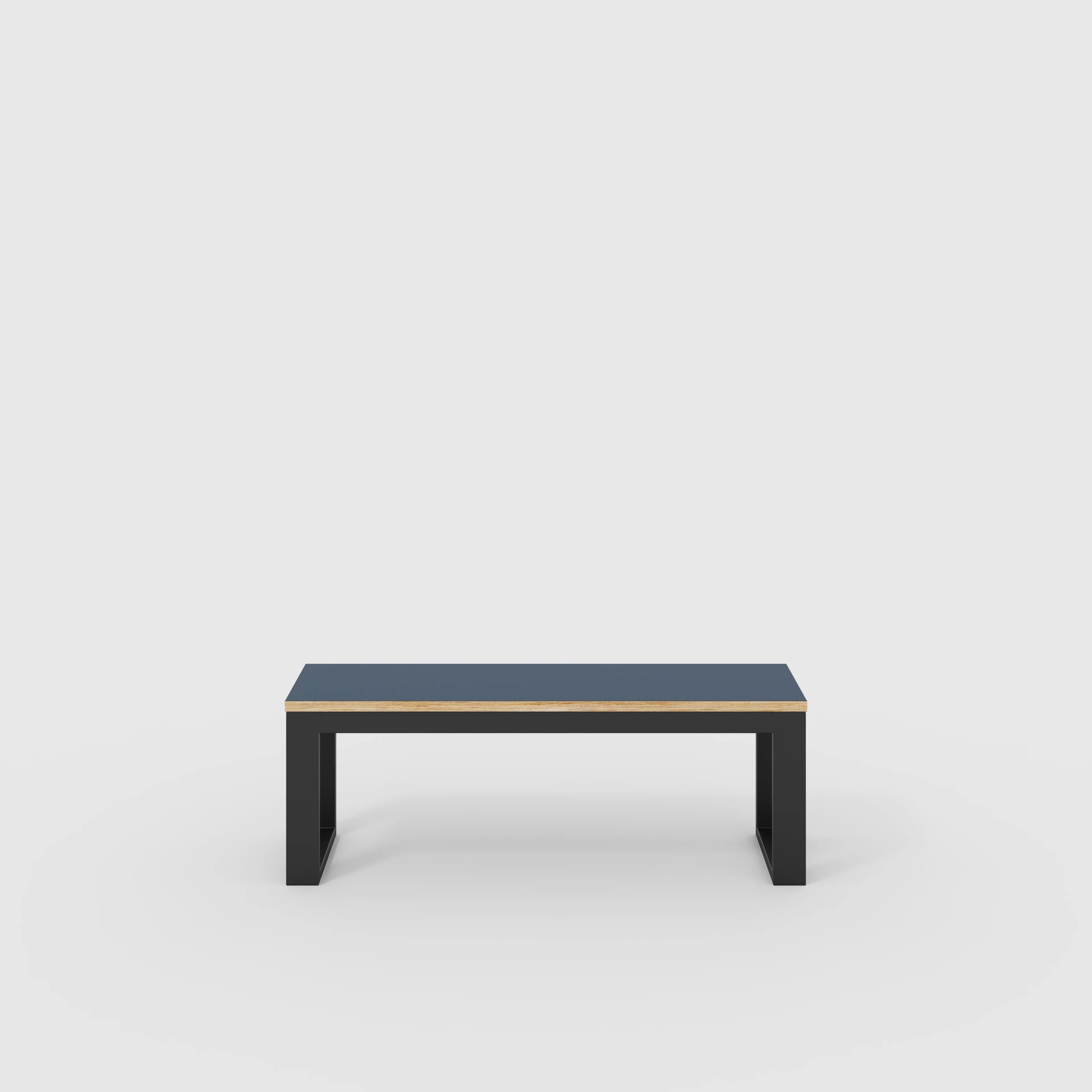 Plywood Bench Seat with Black Industrial Frame - Formica Night Sea Blue - 1200(w) x 325(d)