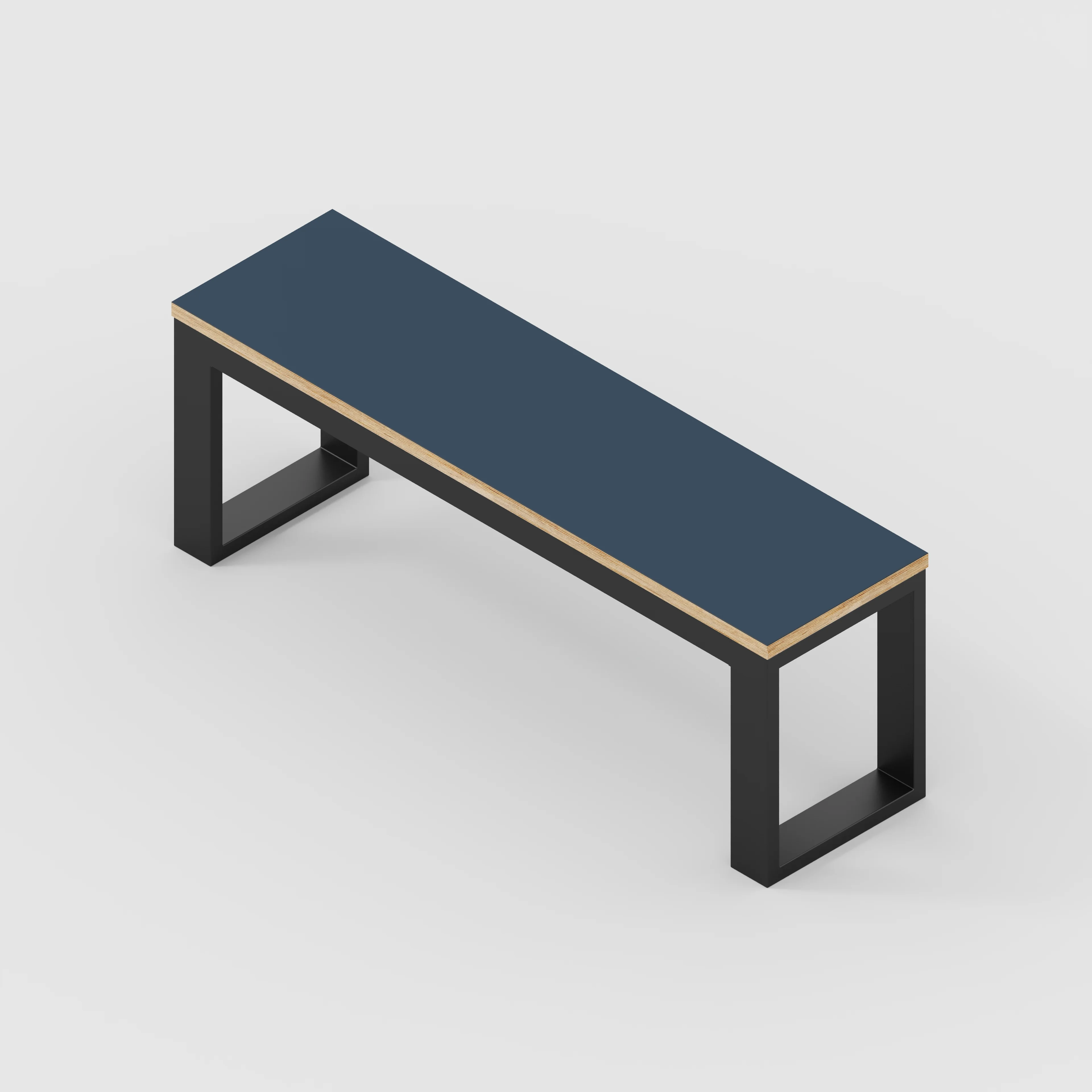 Plywood Bench Seat with Black Industrial Frame - Formica Night Sea Blue - 1200(w) x 325(d) - Image 3