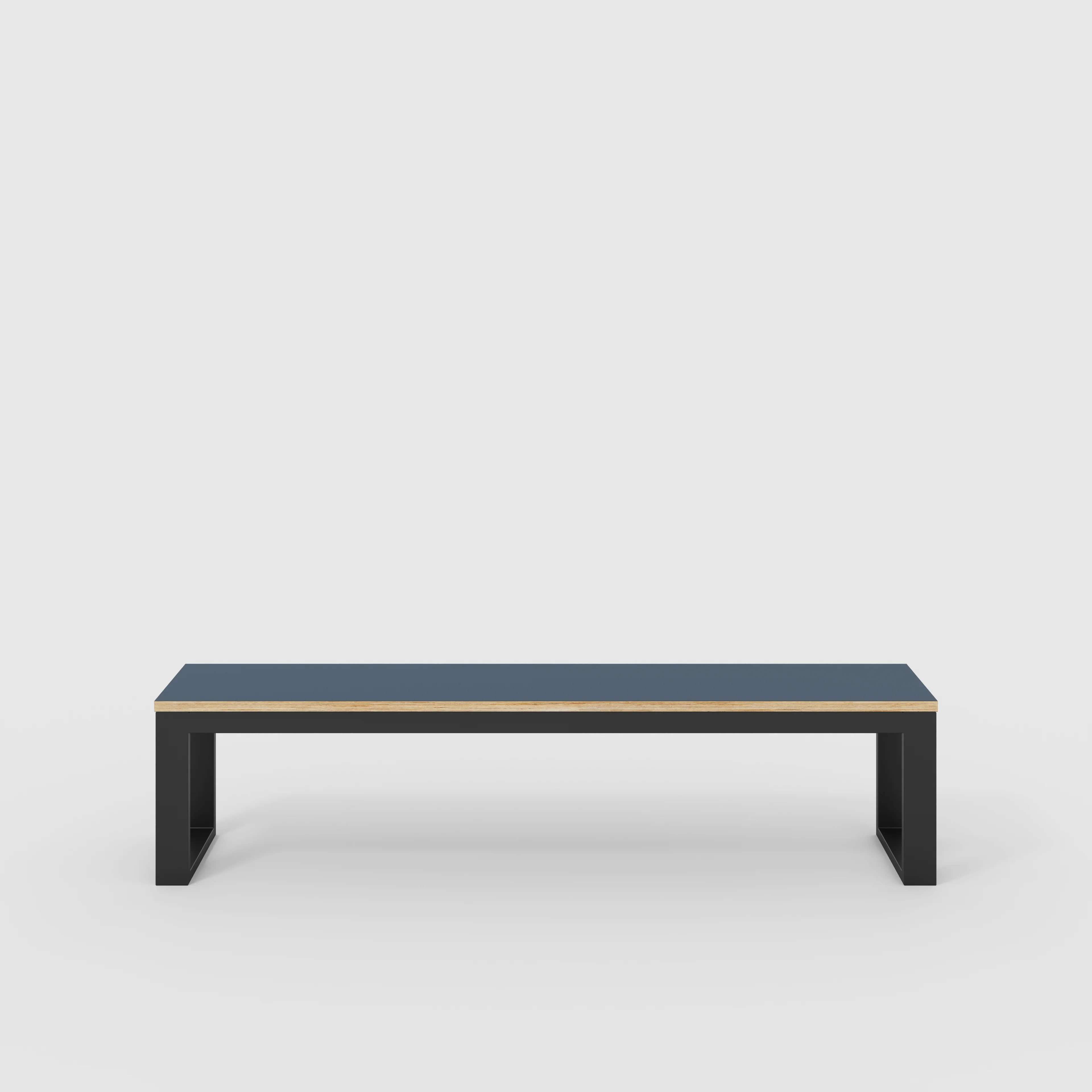 Plywood Bench Seat with Black Industrial Frame - Formica Night Sea Blue- 1800(w) x 325(d)