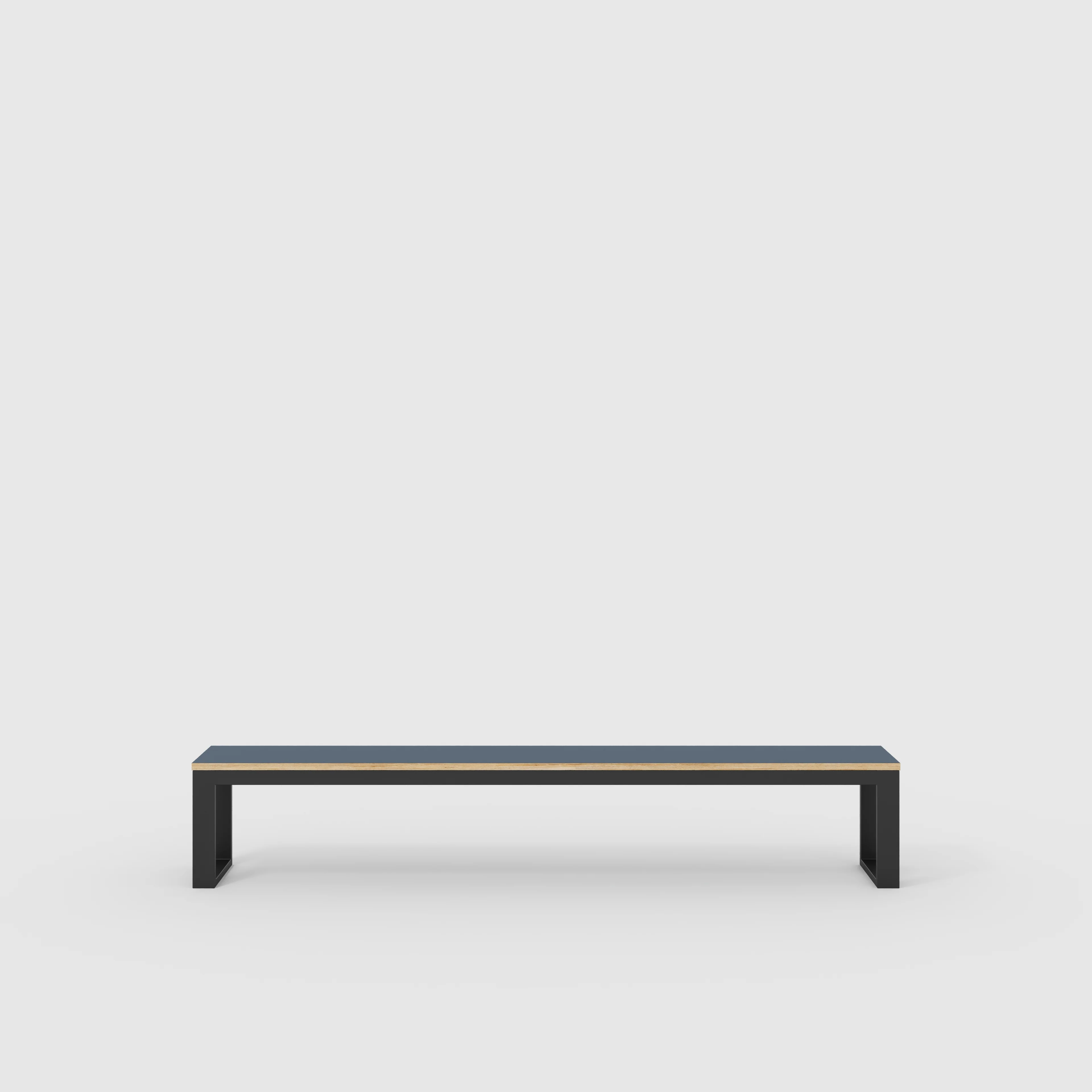 Plywood Bench Seat with Black Industrial Frame - Formica Night Sea Blue - 2400(w) x 325(d)
