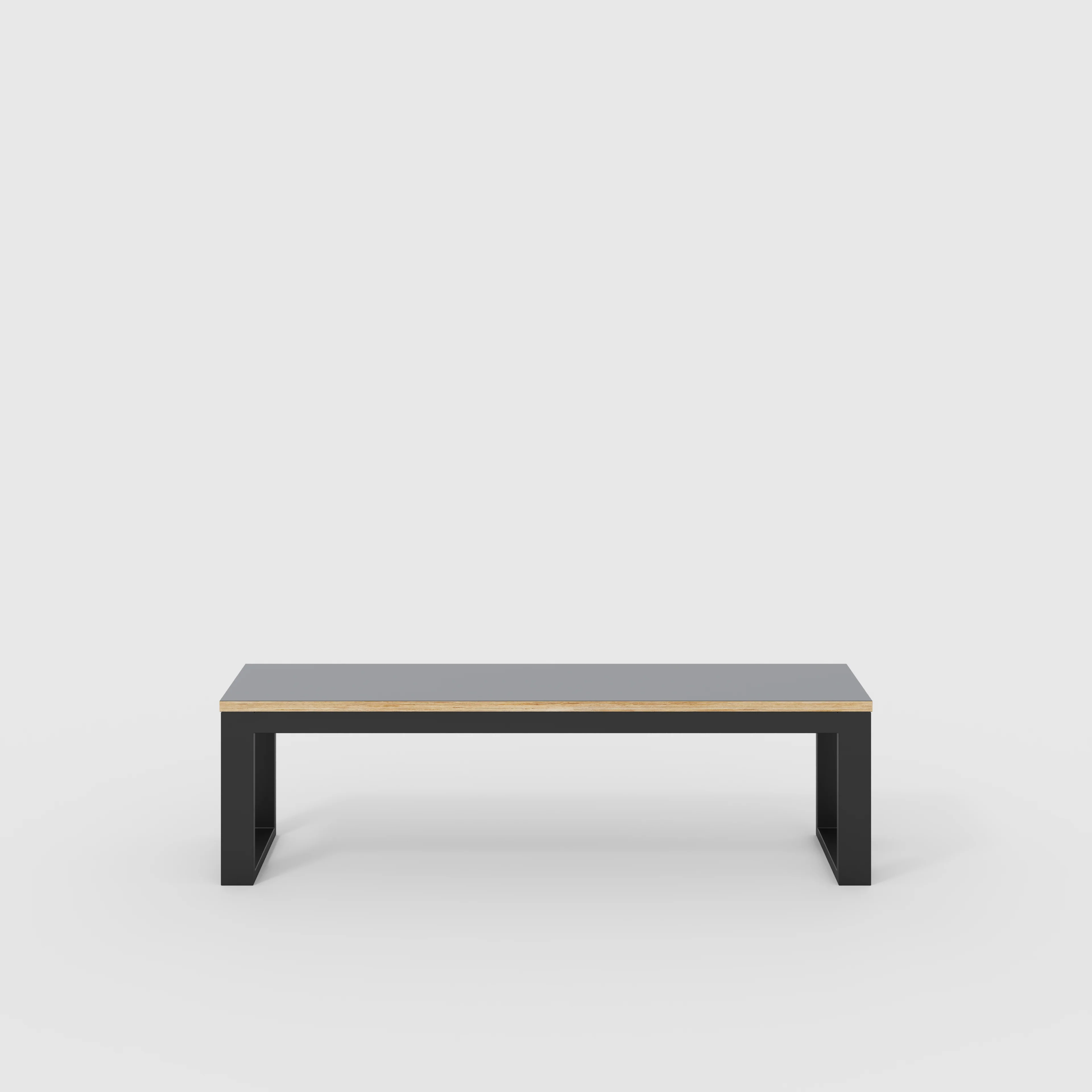 Plywood Bench Seat with Black Industrial Frame - Formica Tornado Grey - 1500(w) x 325(d)