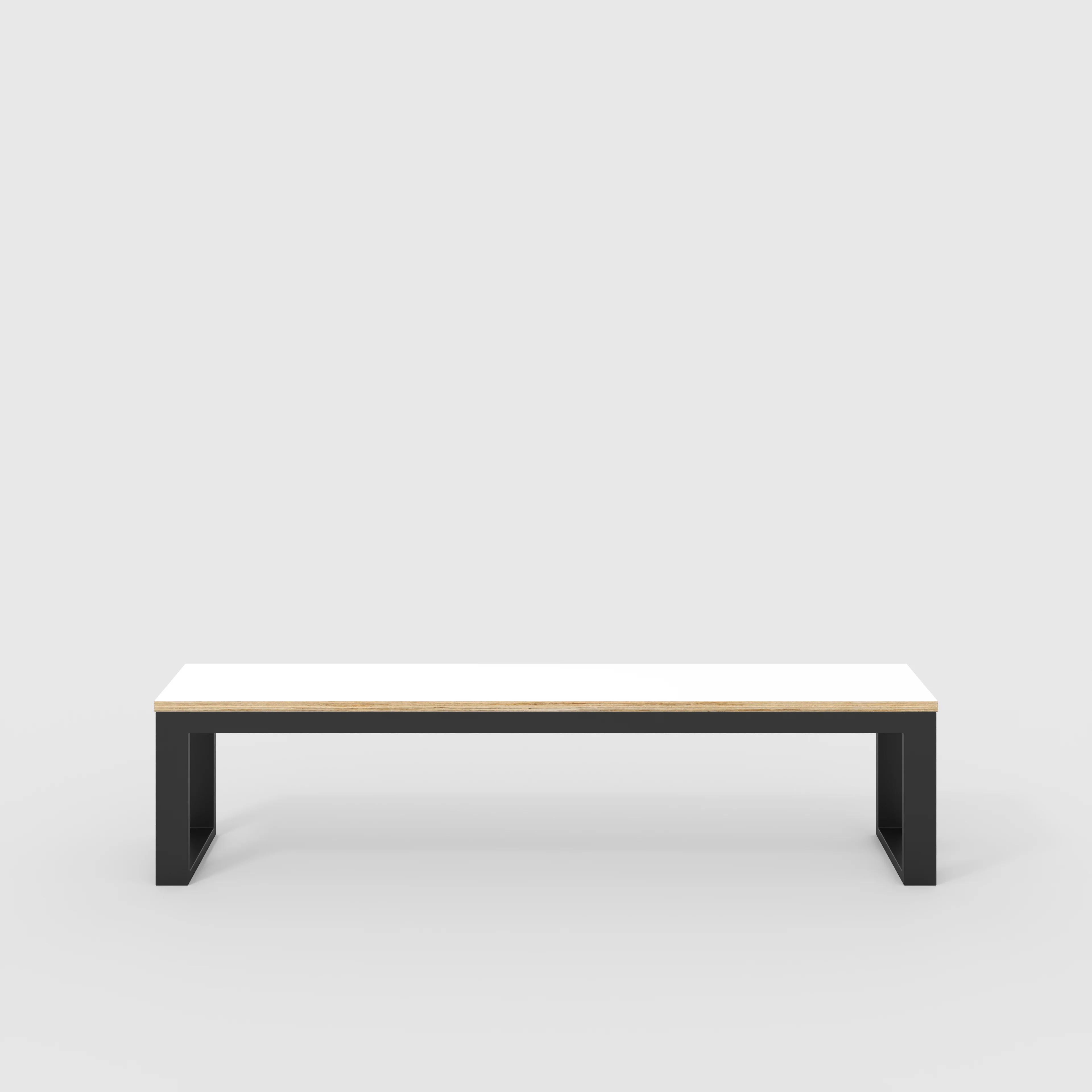 Plywood Bench Seat with Black Industrial Frame - Formica White - 1800(w) x 325(d)