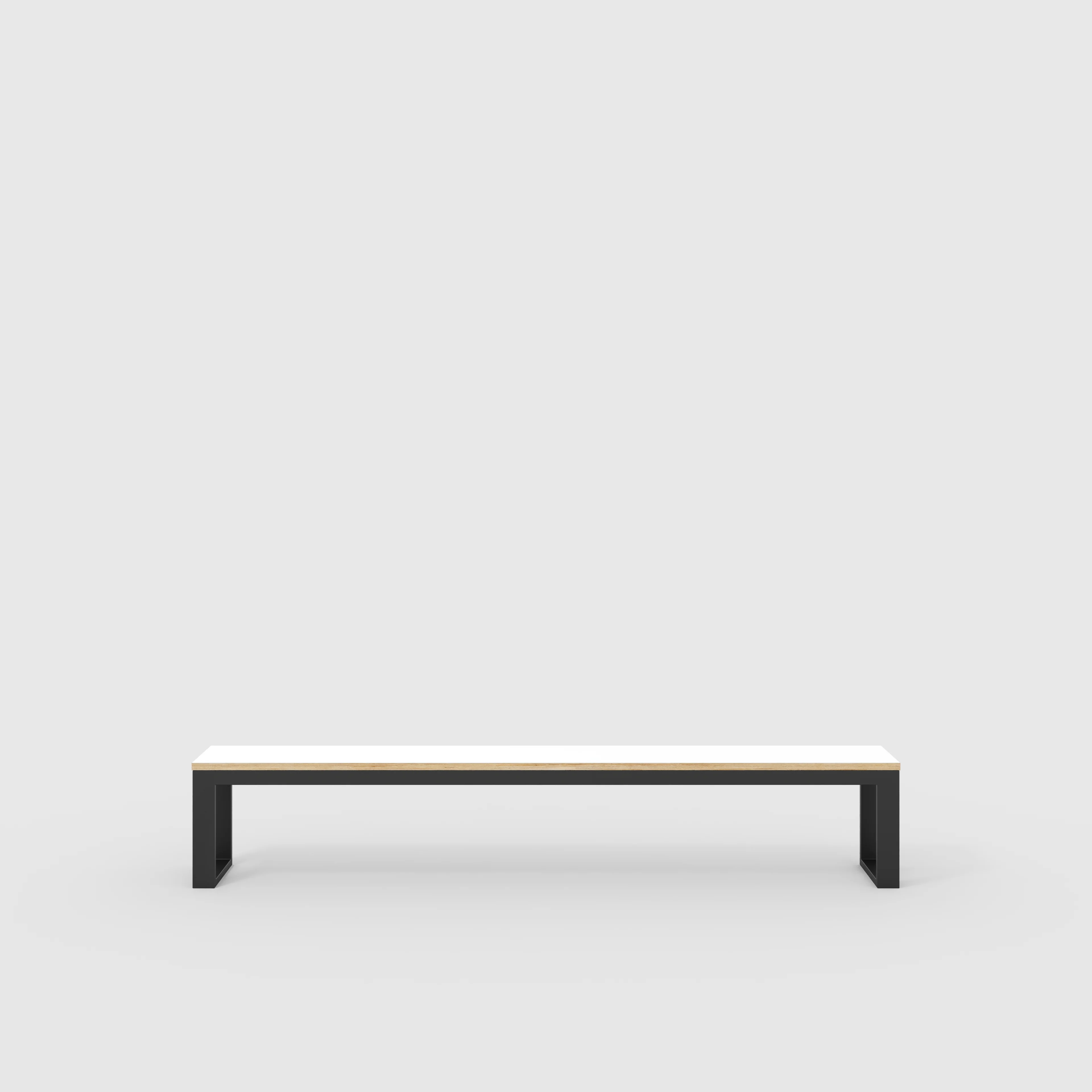 Plywood Bench Seat with Black Industrial Frame - Formica White - 2400(w) x 325(d)