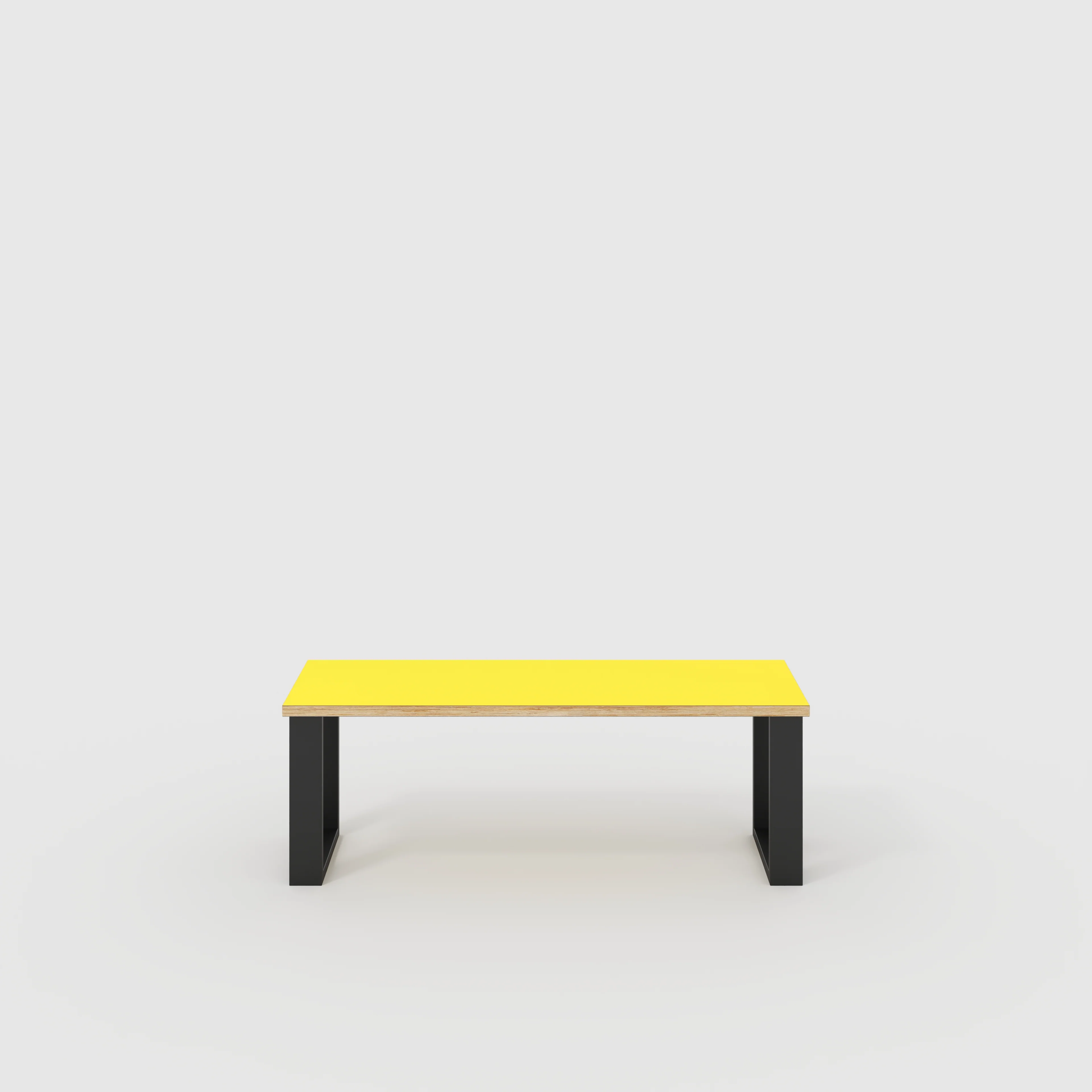 Plywood Bench Seat with Black Industrial Legs - Formica Chrome Yellow - 1200(w) x 400(d)