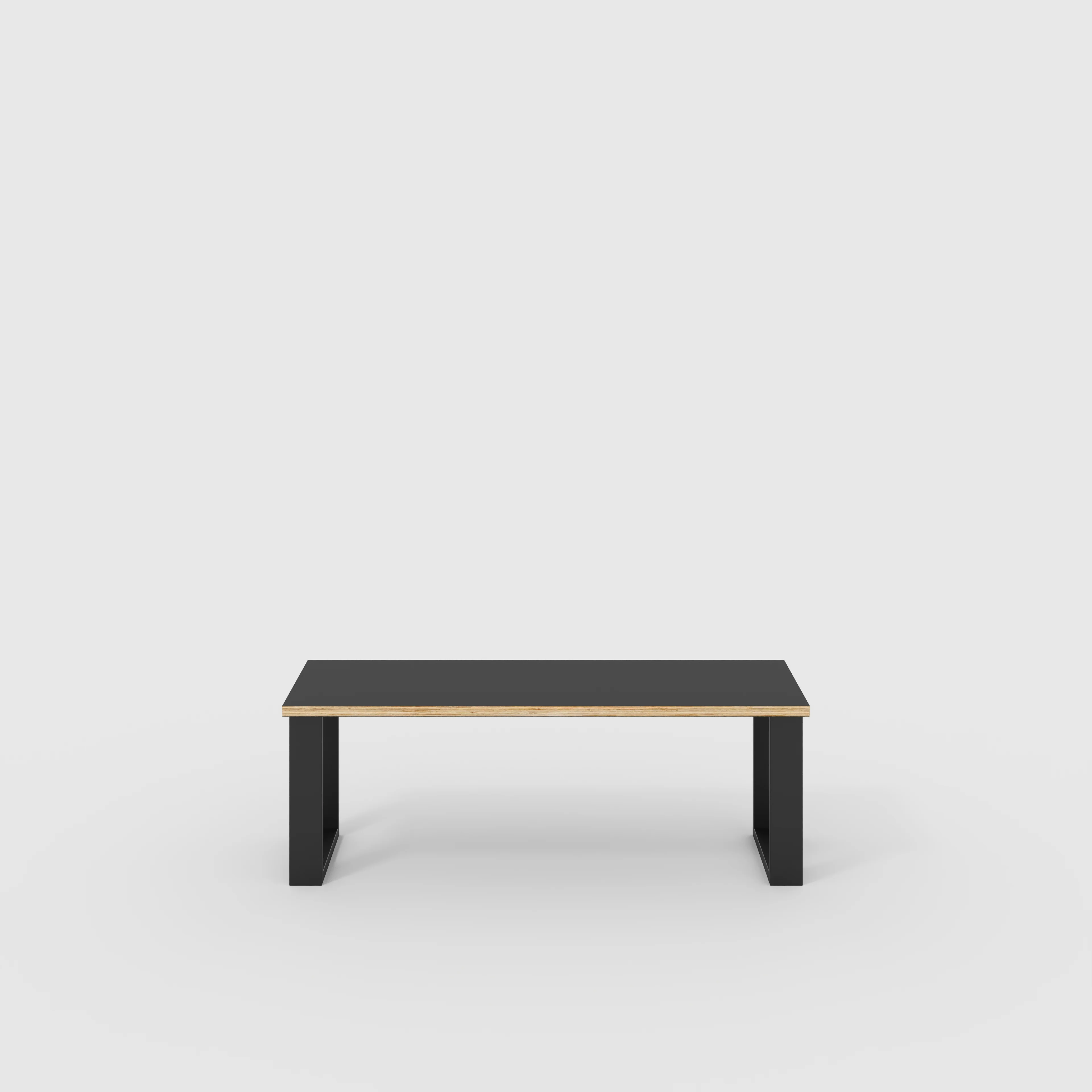 Plywood Bench Seat with Black Industrial Legs - Formica Diamond Black - 1200(w) x 400(d)