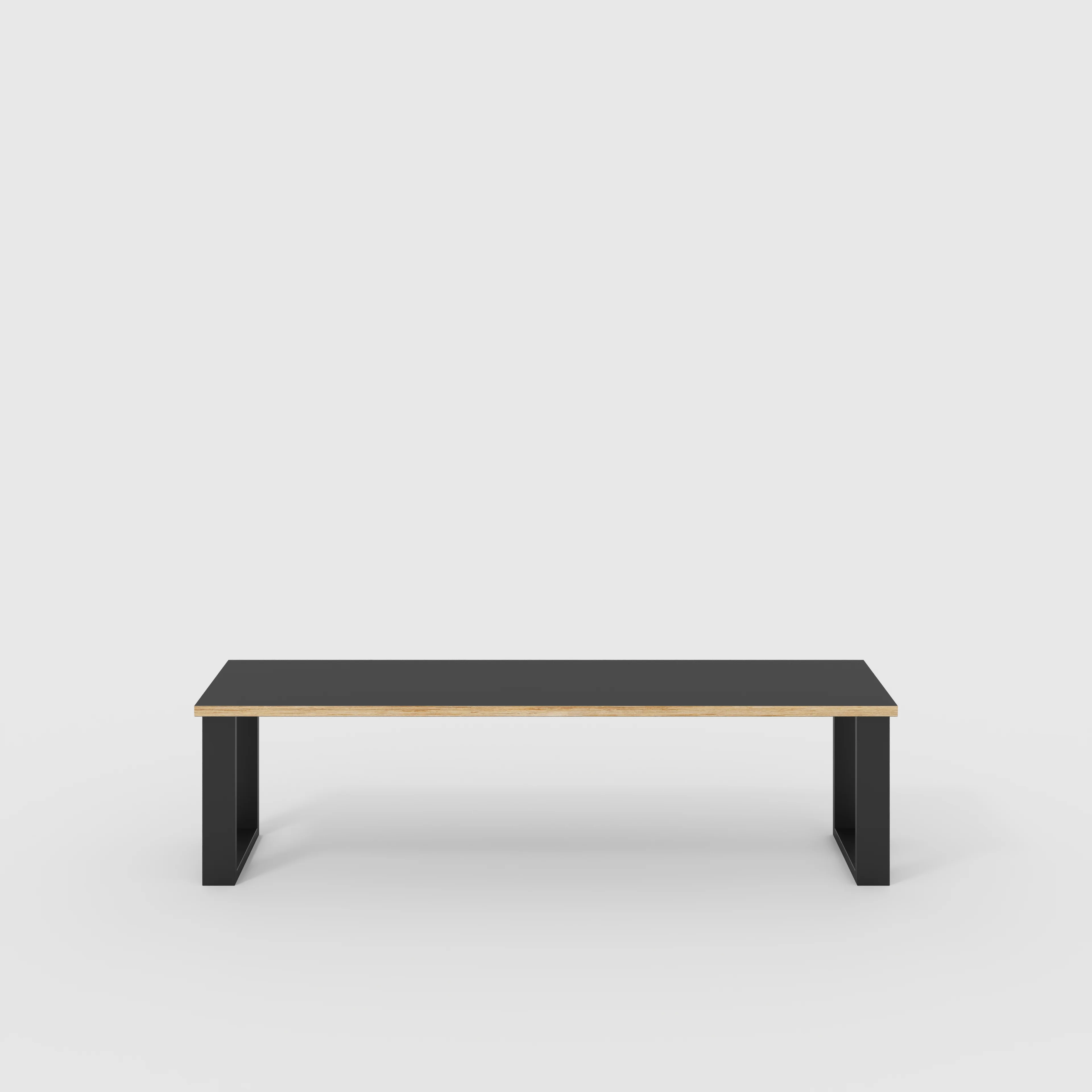 Plywood Bench Seat with Black Industrial Legs - Formica Diamond Black - 1600(w) x 400(d)