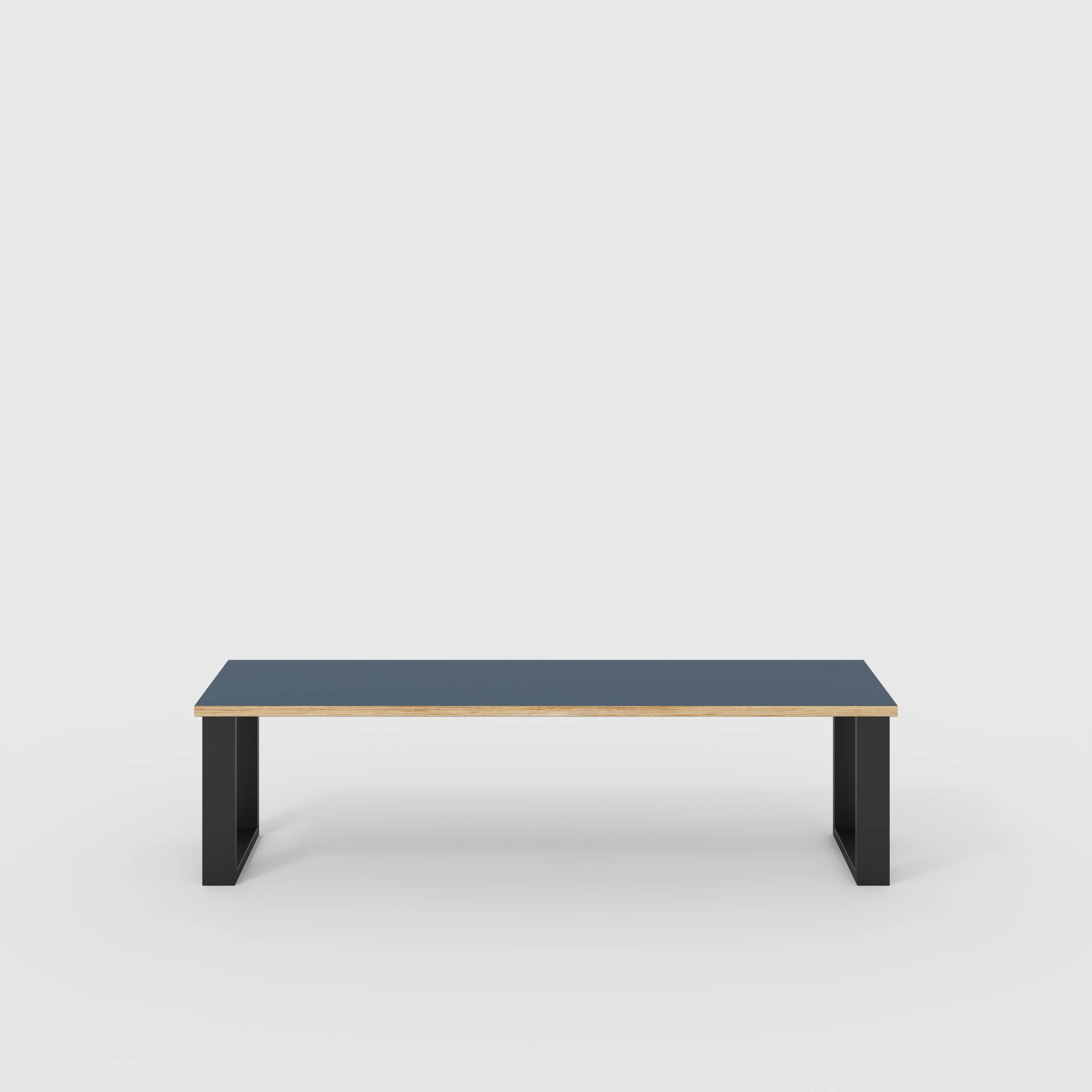 Plywood Bench Seat with Black Industrial Legs - Formica Night Sea Blue - 1600(w) x 400(d)