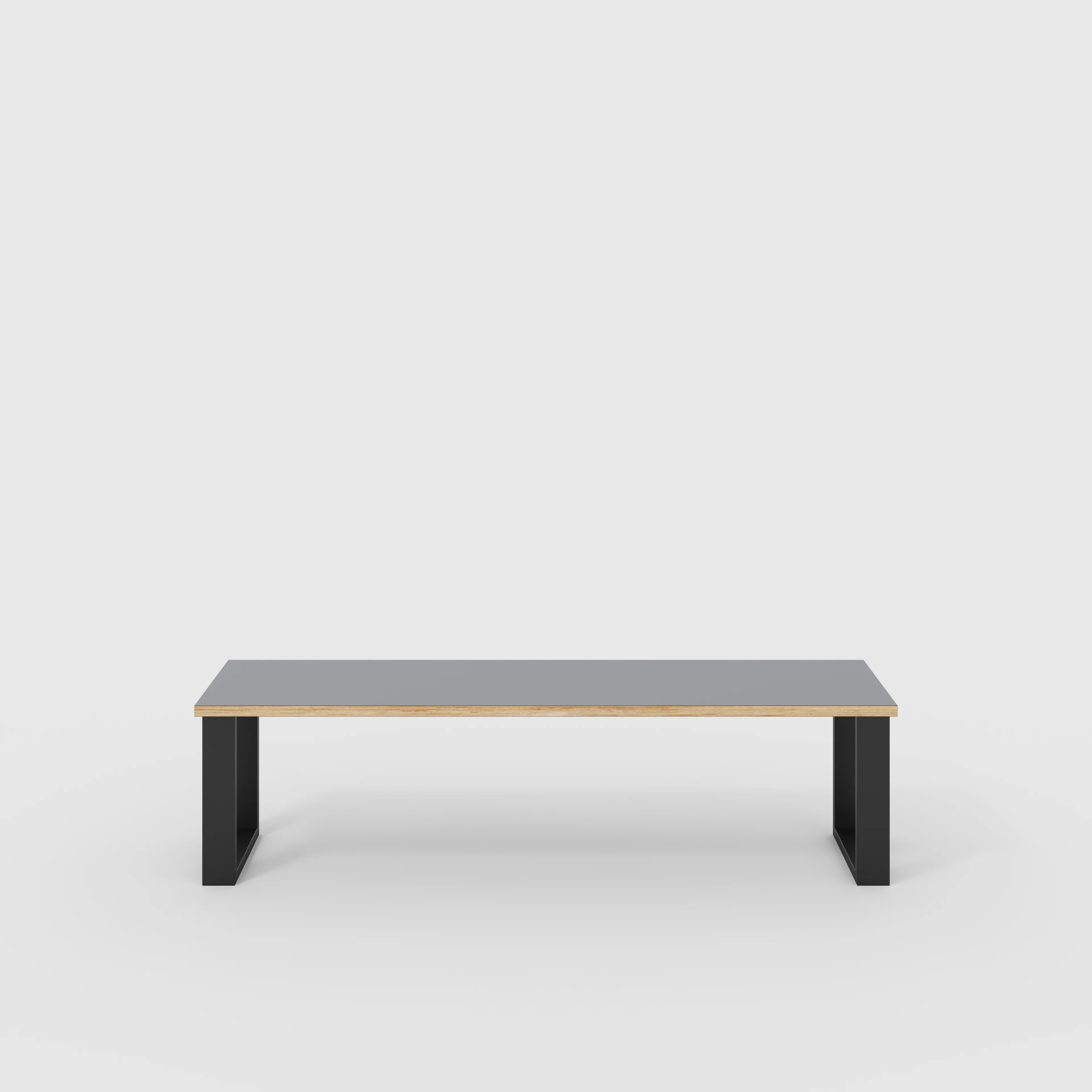 Plywood Bench Seat with Black Industrial Legs - Formica Tornado Grey - 1600(w) x 400(d)