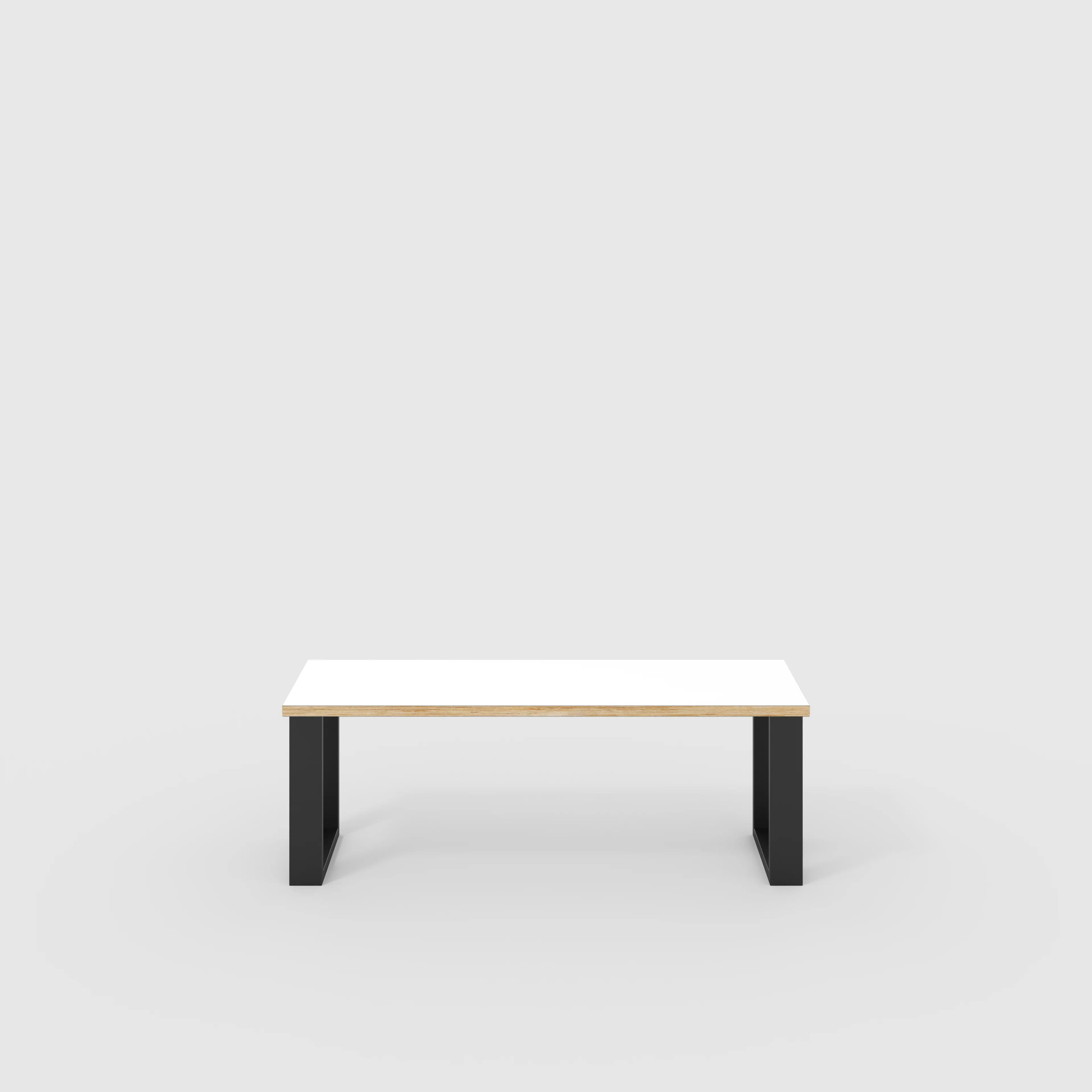 Plywood Bench Seat with Black Industrial Legs - Formica White - 1200(w) x 400(d)