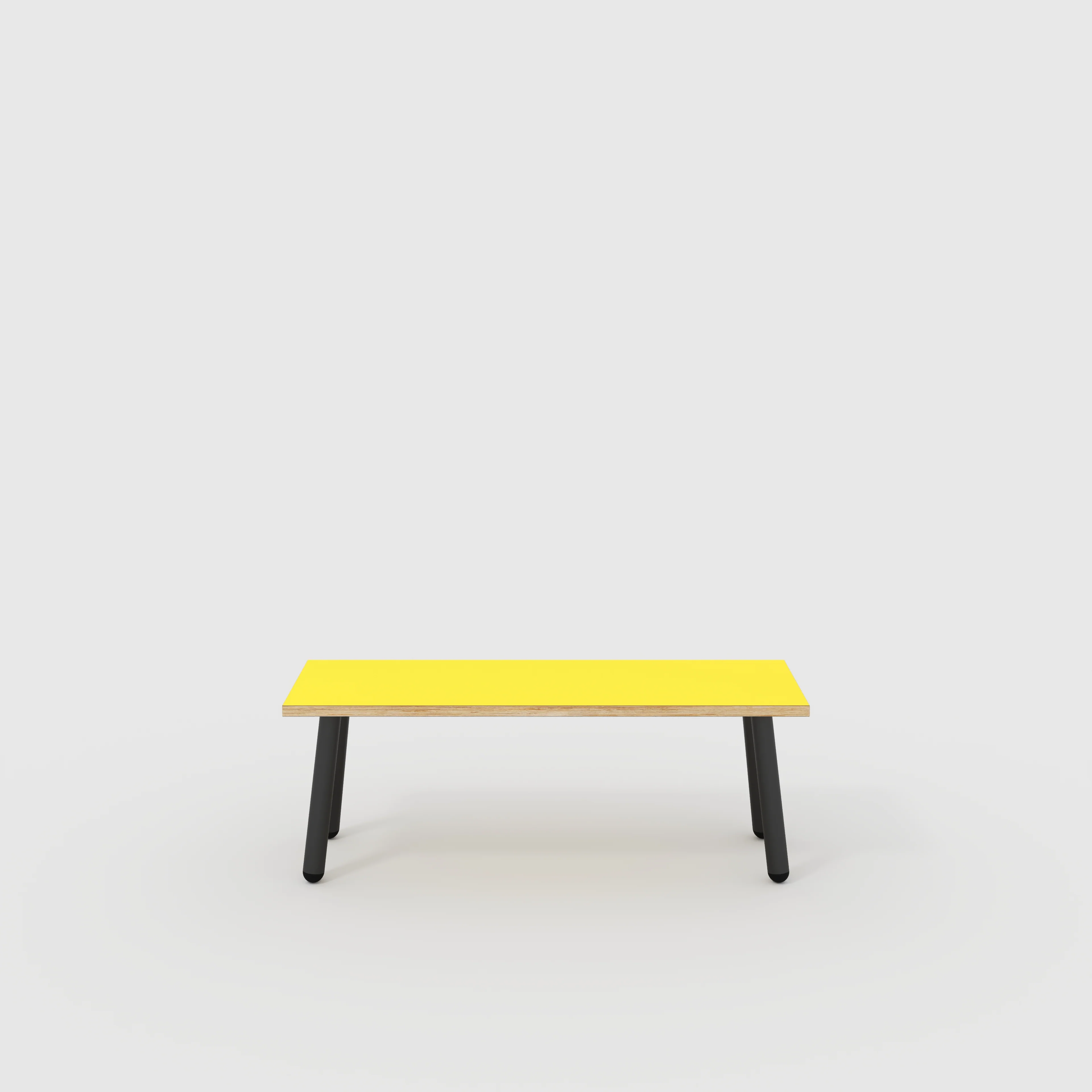 Plywood Bench Seat with Black Round Single Pin Legs - Formica Chrome Yellow - 1200(w) x 400(d)