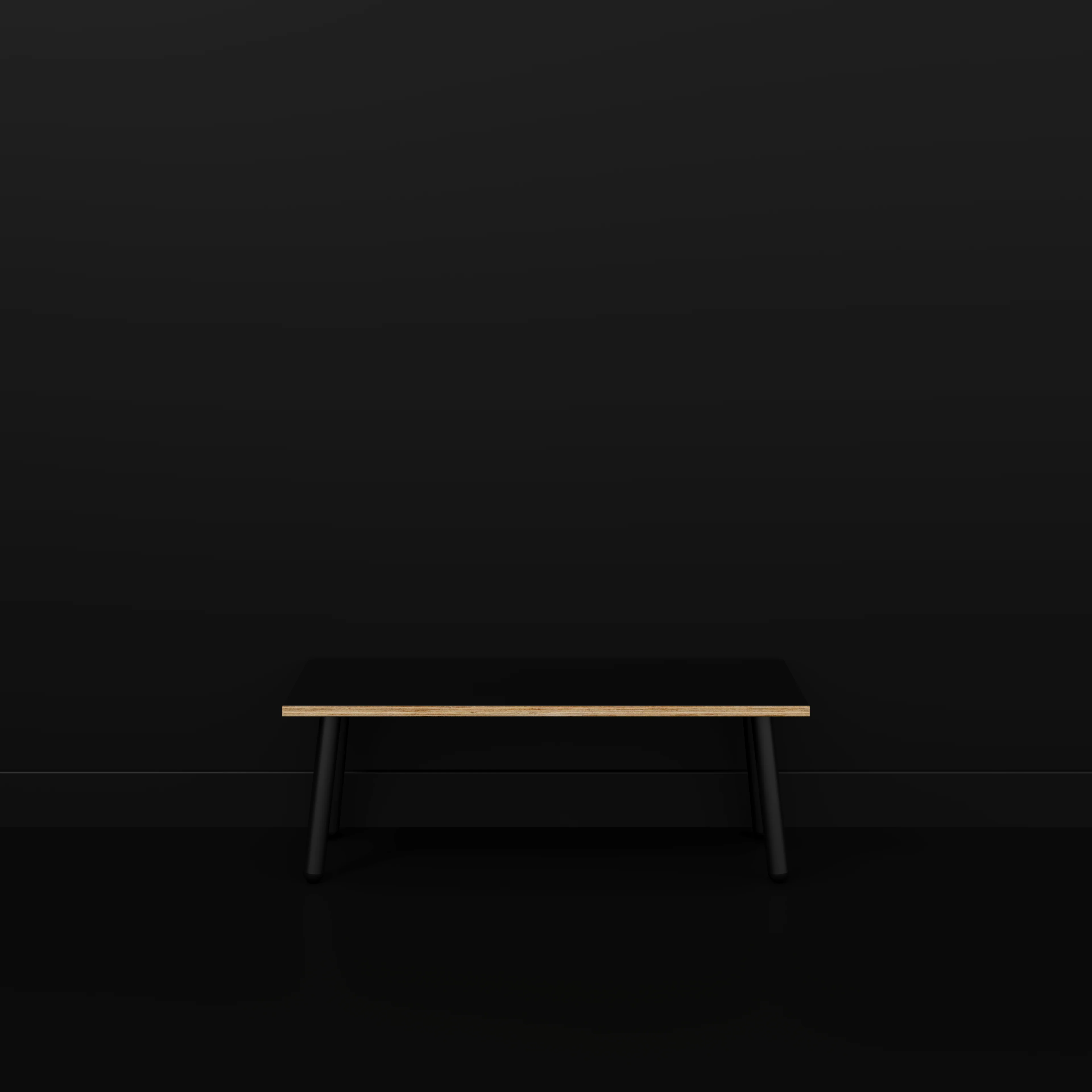 Plywood Bench Seat with Black Round Single Pin Legs - Formica Diamond Black - 1200(w) x 400(d) - Image 2