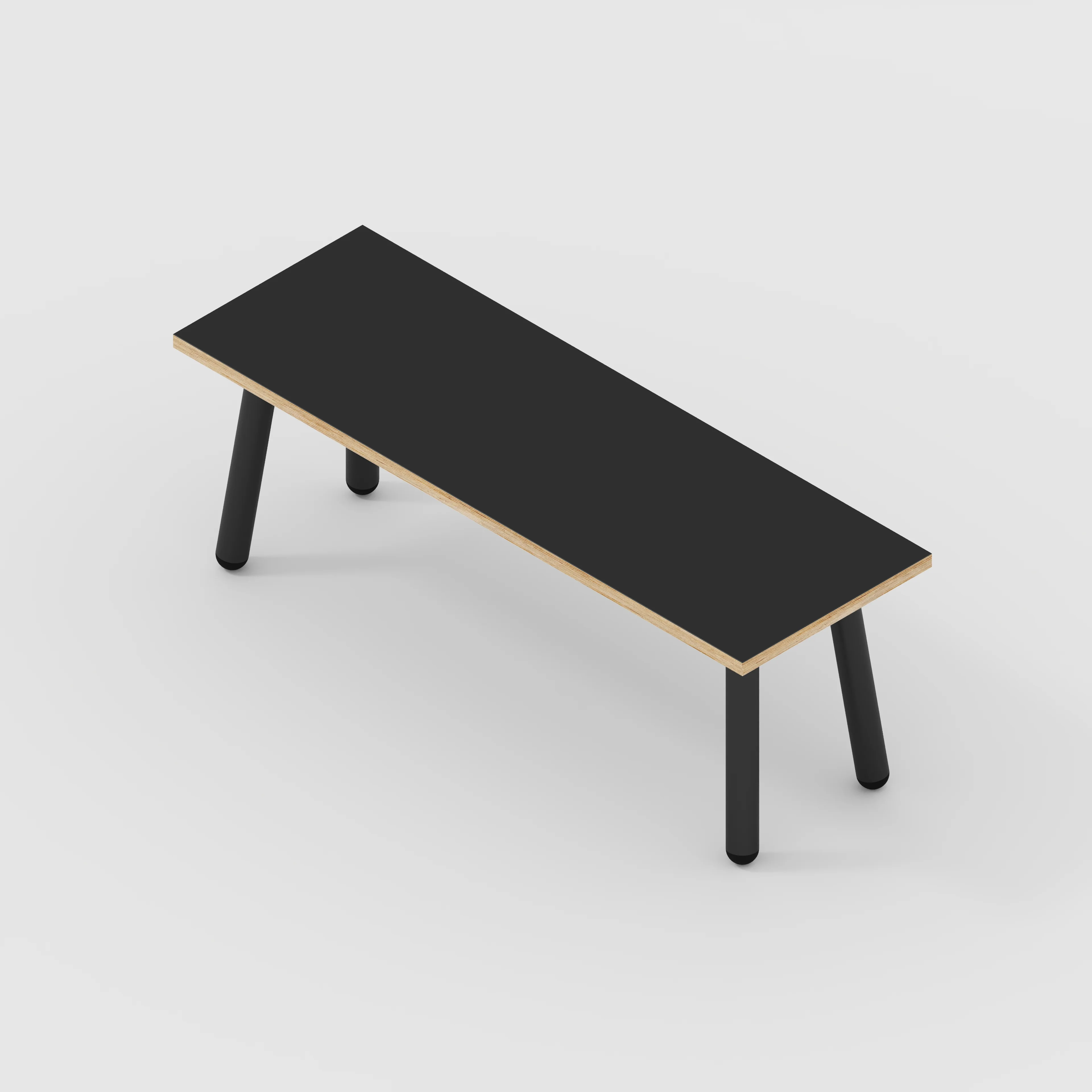 Plywood Bench Seat with Black Round Single Pin Legs - Formica Diamond Black - 1200(w) x 400(d) - Image 3