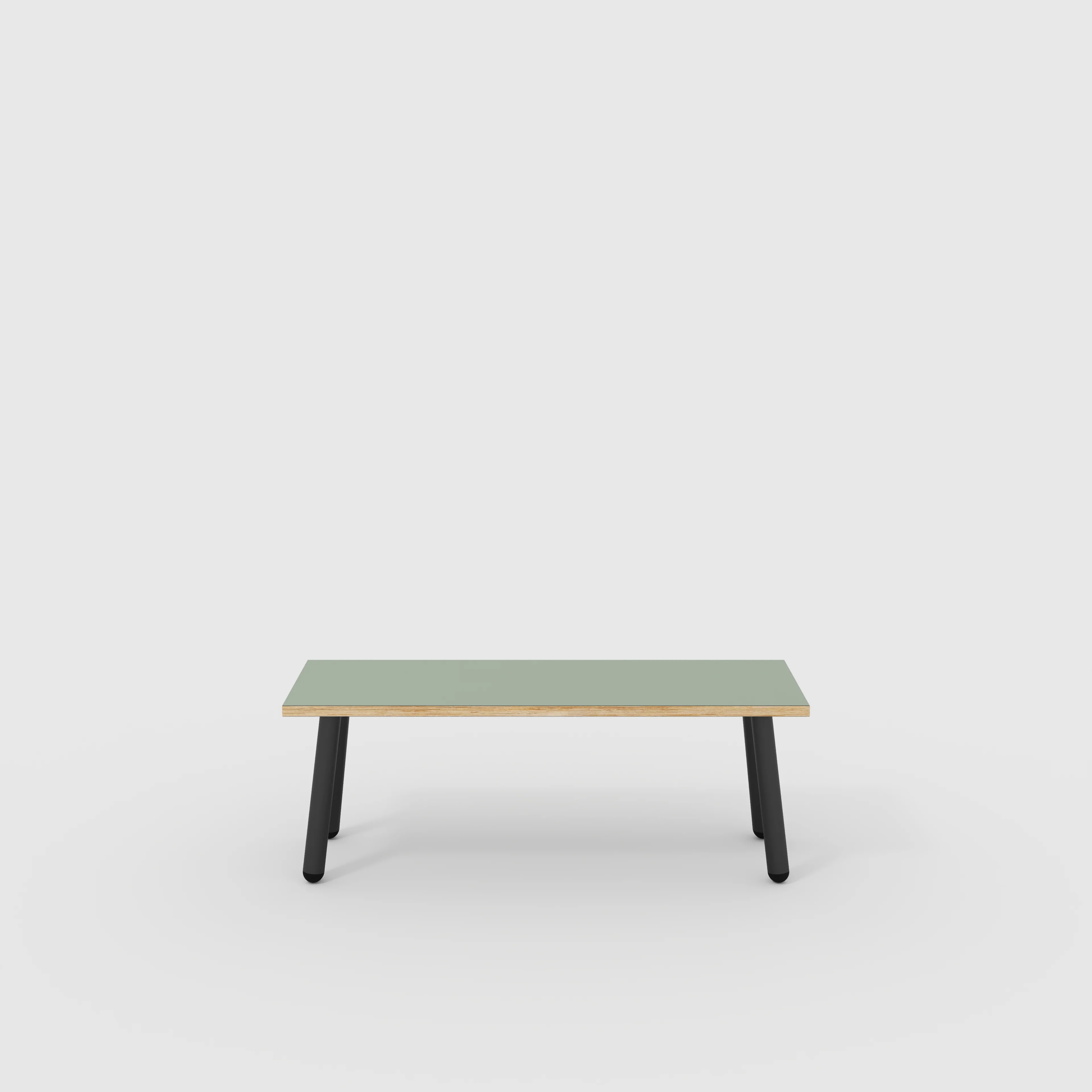 Plywood Bench Seat with Black Round Single Pin Legs - Formica Green Slate - 1200(w) x 400(d)