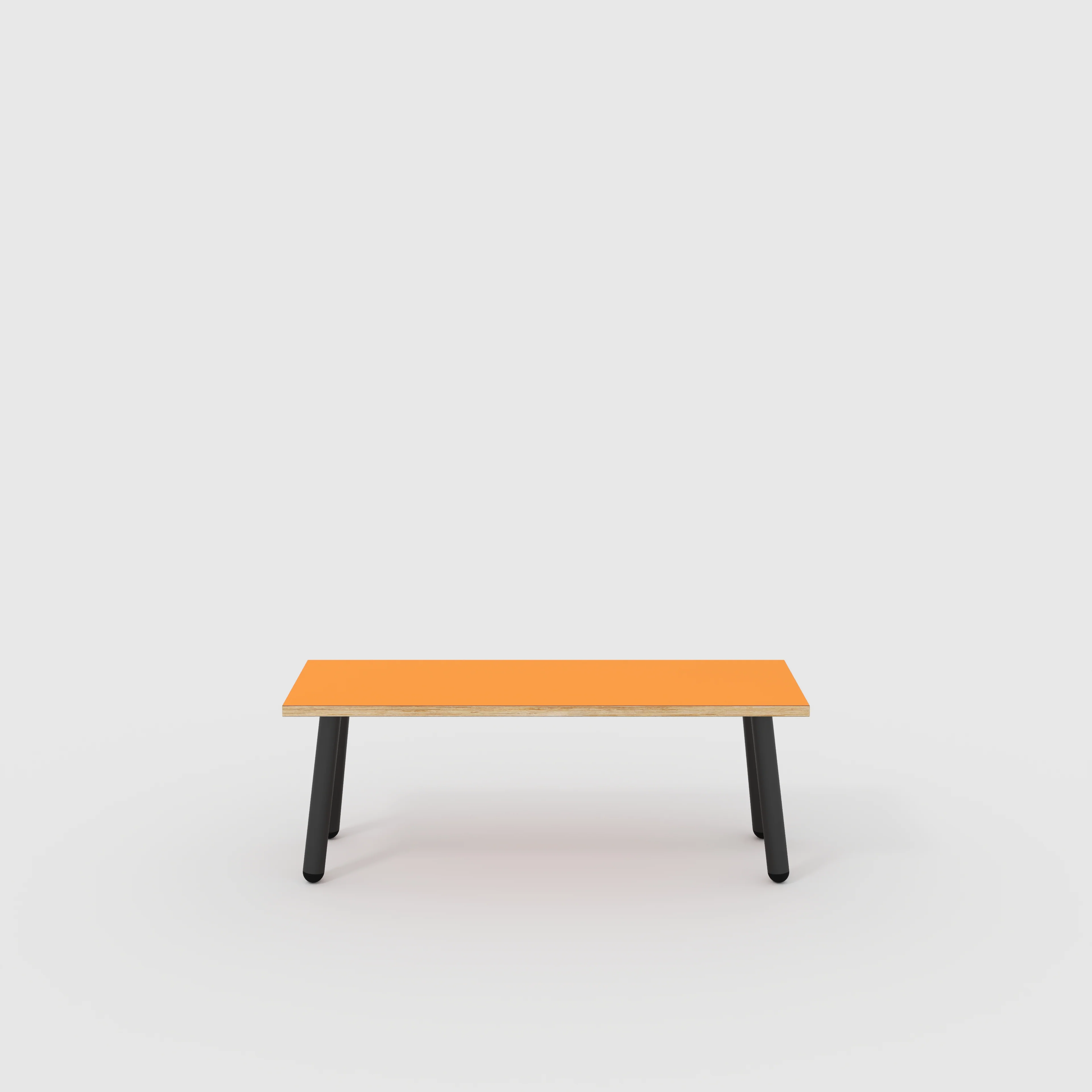 Plywood Bench Seat with Black Round Single Pin Legs - Formica Levante Orange - 1200(w) x 400(d)