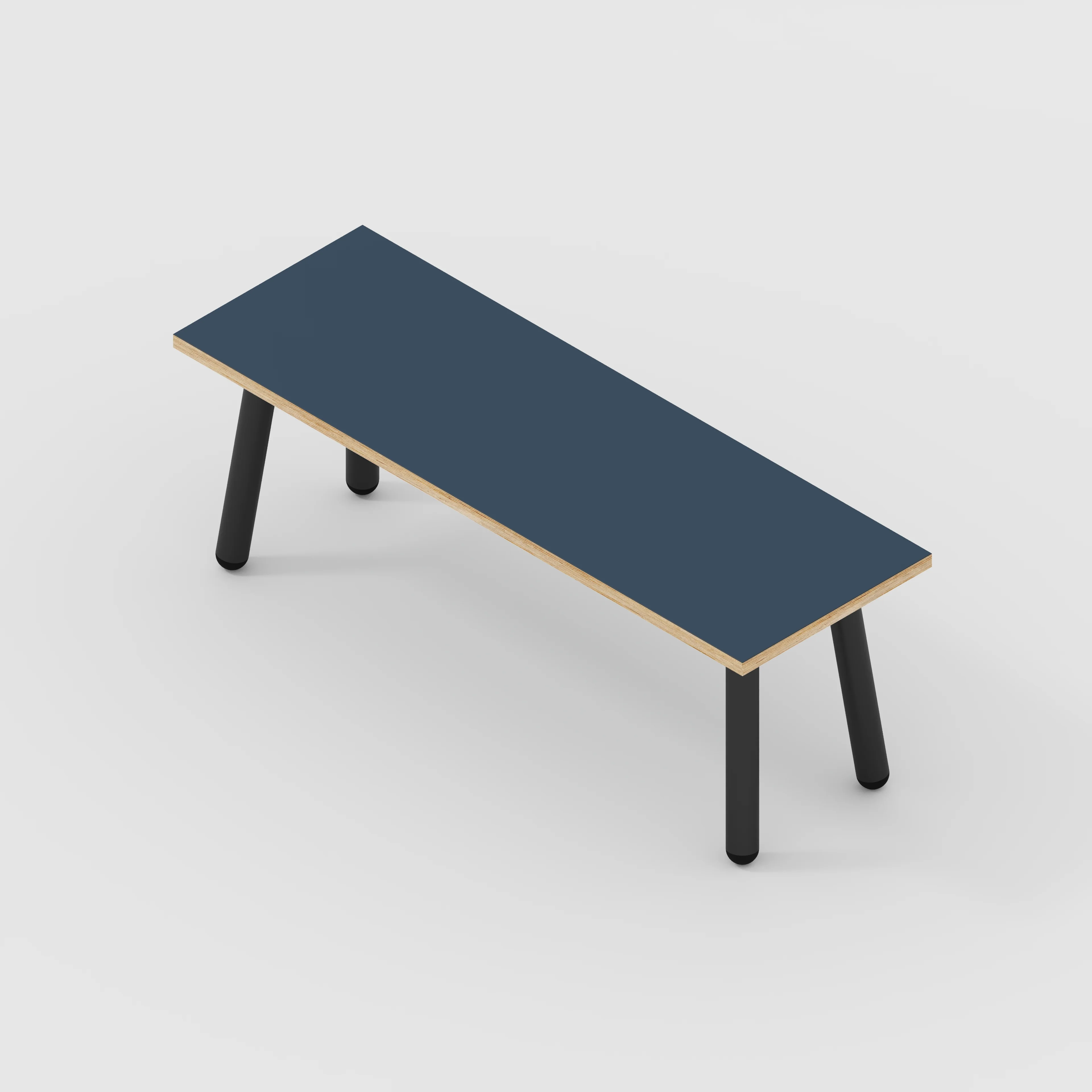 Plywood Bench Seat with Black Round Single Pin Legs - Formica Night Sea Blue - 1200(w) x 400(d) - Image 3