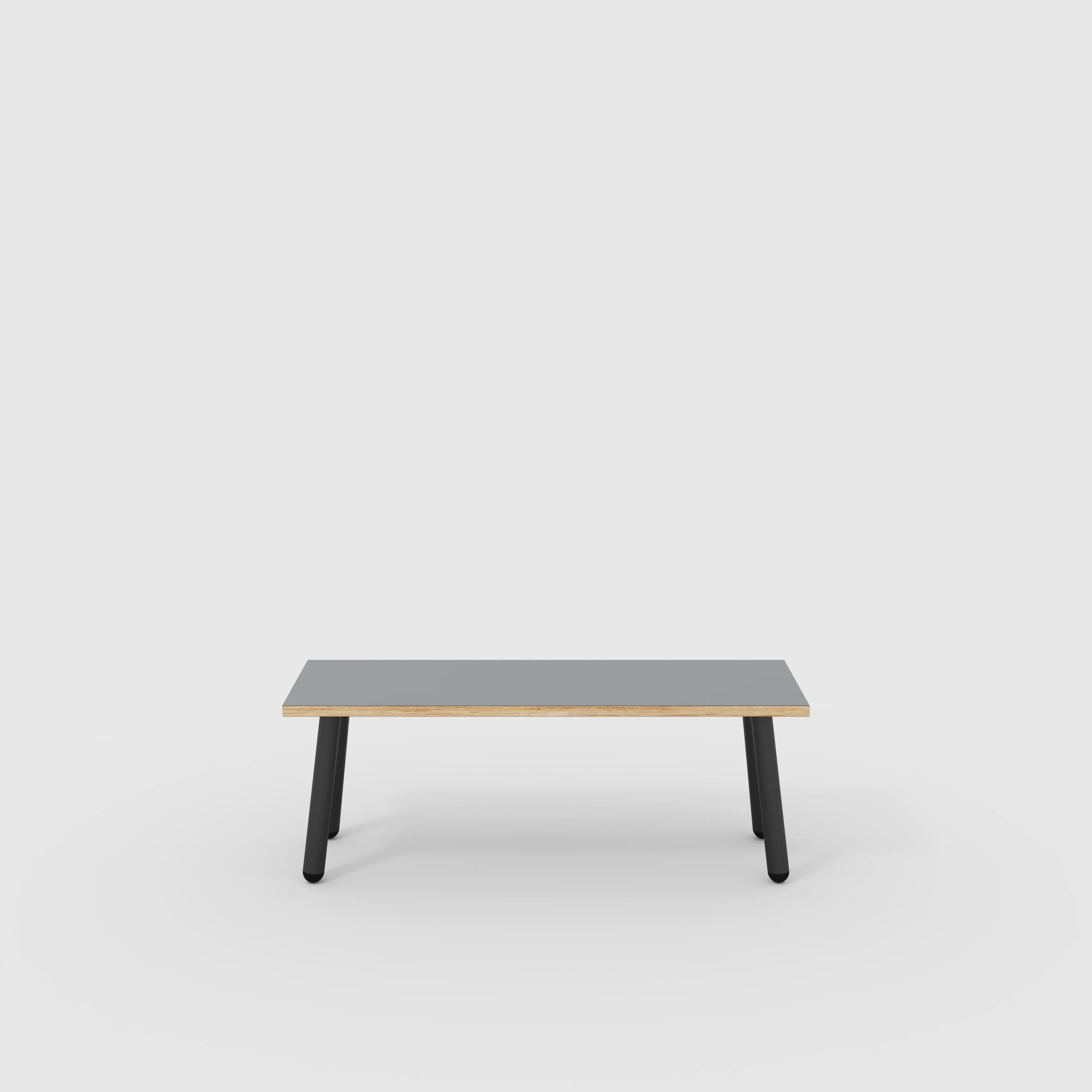 Plywood Bench Seat with Black Round Single Pin Legs - Formica Tornado Grey - 1200(w) x 400(d)
