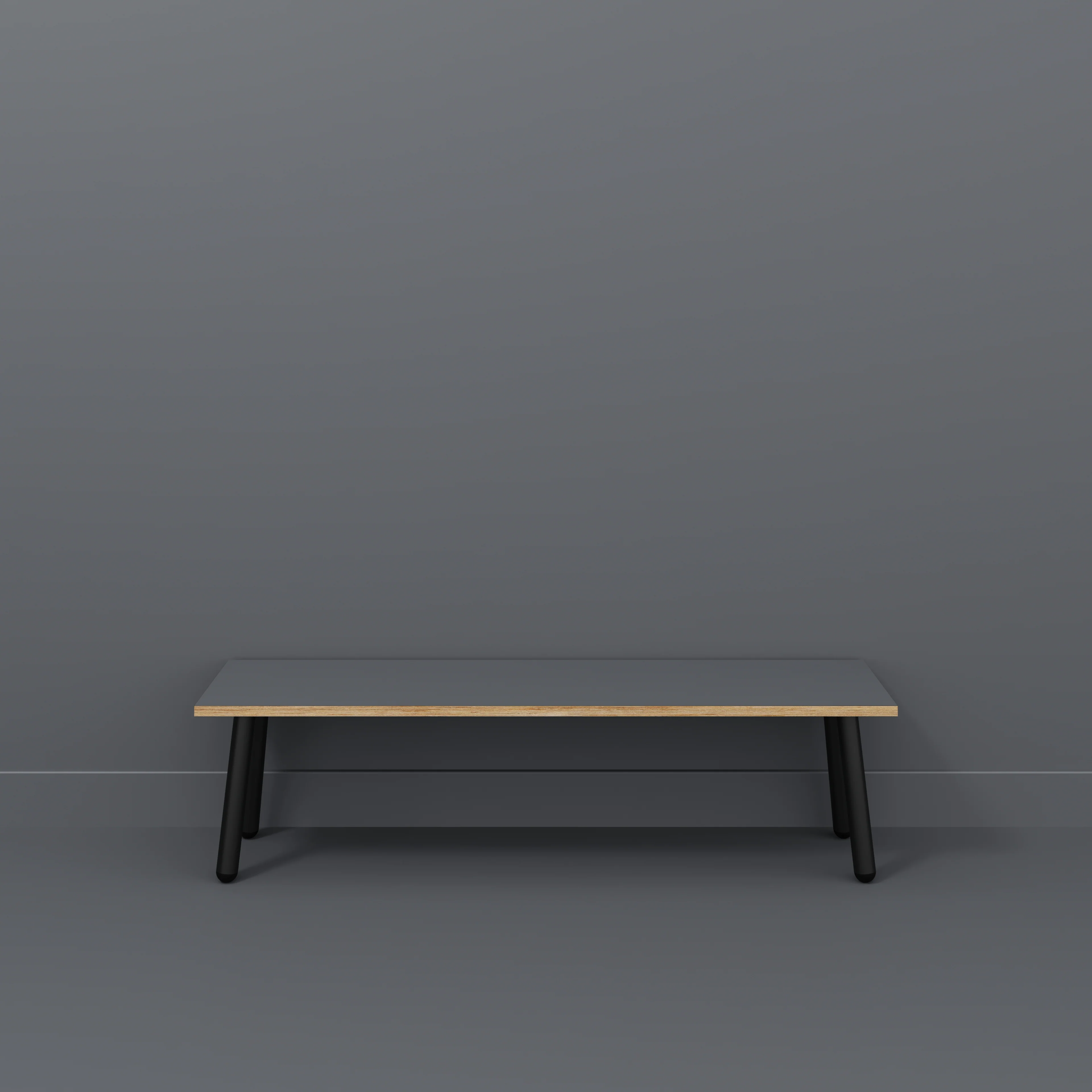 Plywood Bench Seat with Black Round Single Pin Legs - Formica Tornado Grey - 1600(w) x 400(d) - Image 2