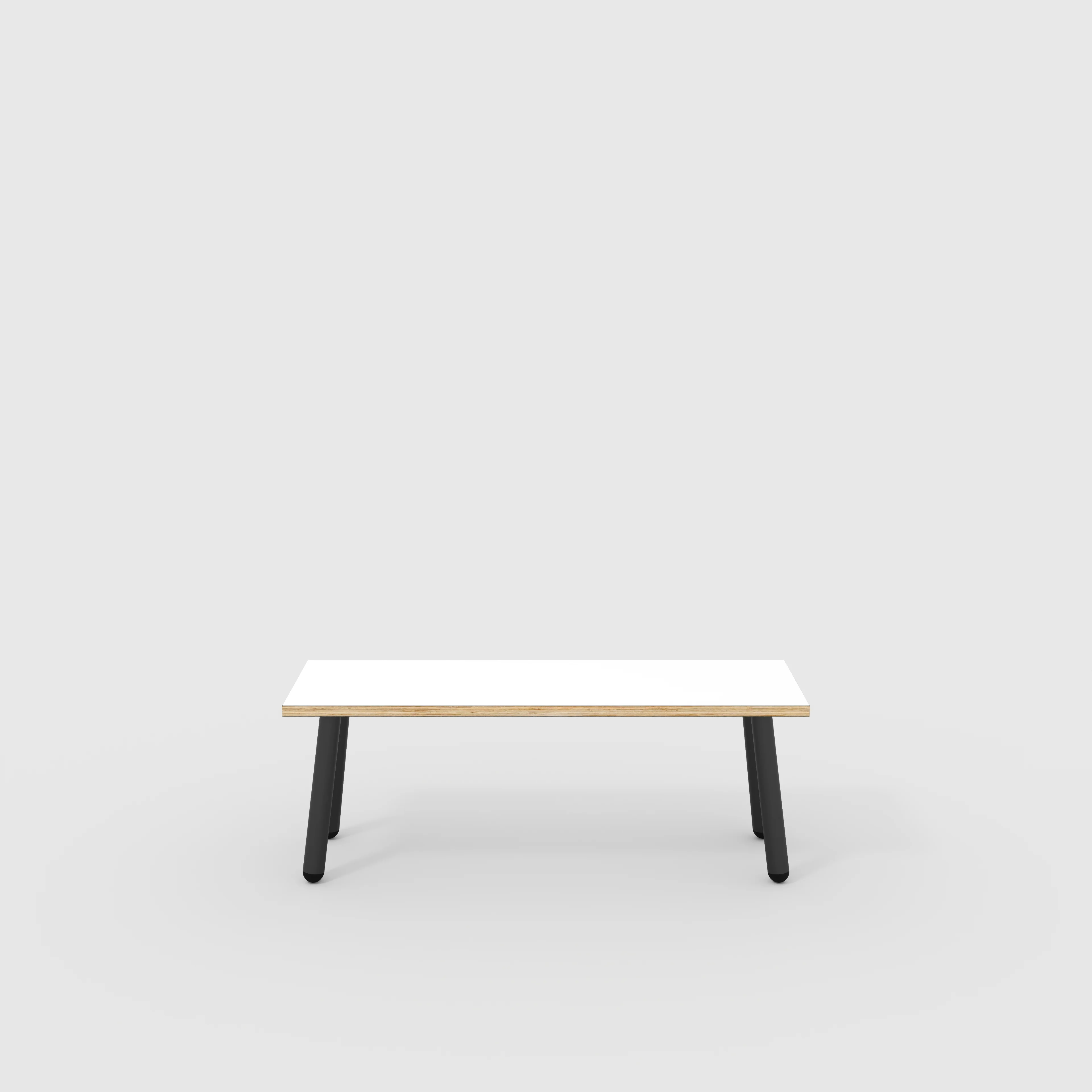 Plywood Bench Seat with Black Round Single Pin Legs - Formica White - 1200(w) x 400(d)