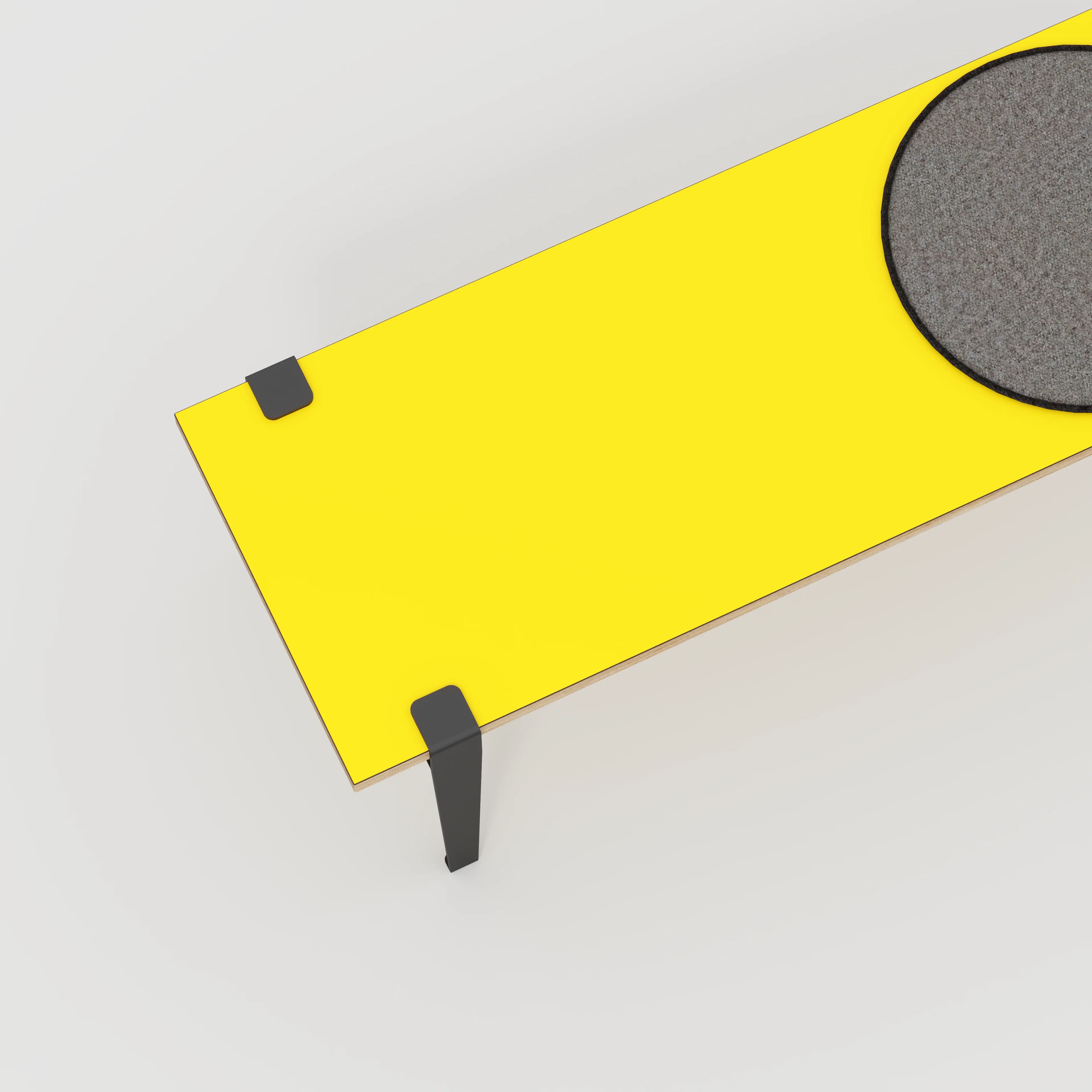 Plywood Bench Seat with Black Tiptoe Legs - Formica Chrome Yellow - 1200(w) x 400(d) x 450(h) - Image 3
