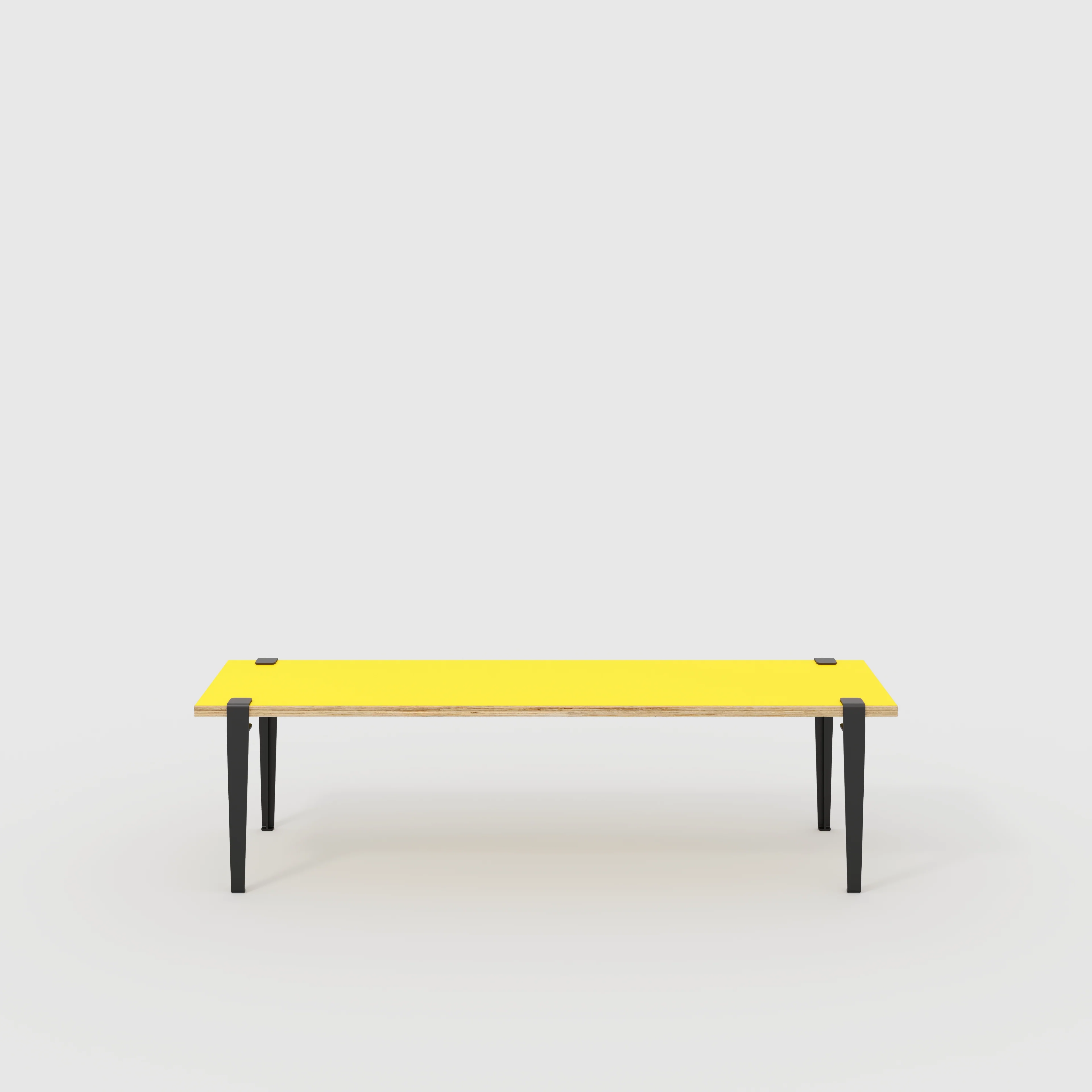 Plywood Bench Seat with Black Tiptoe Legs - Formica Chrome Yellow - 1600(w) x 400(d) x 450(h)