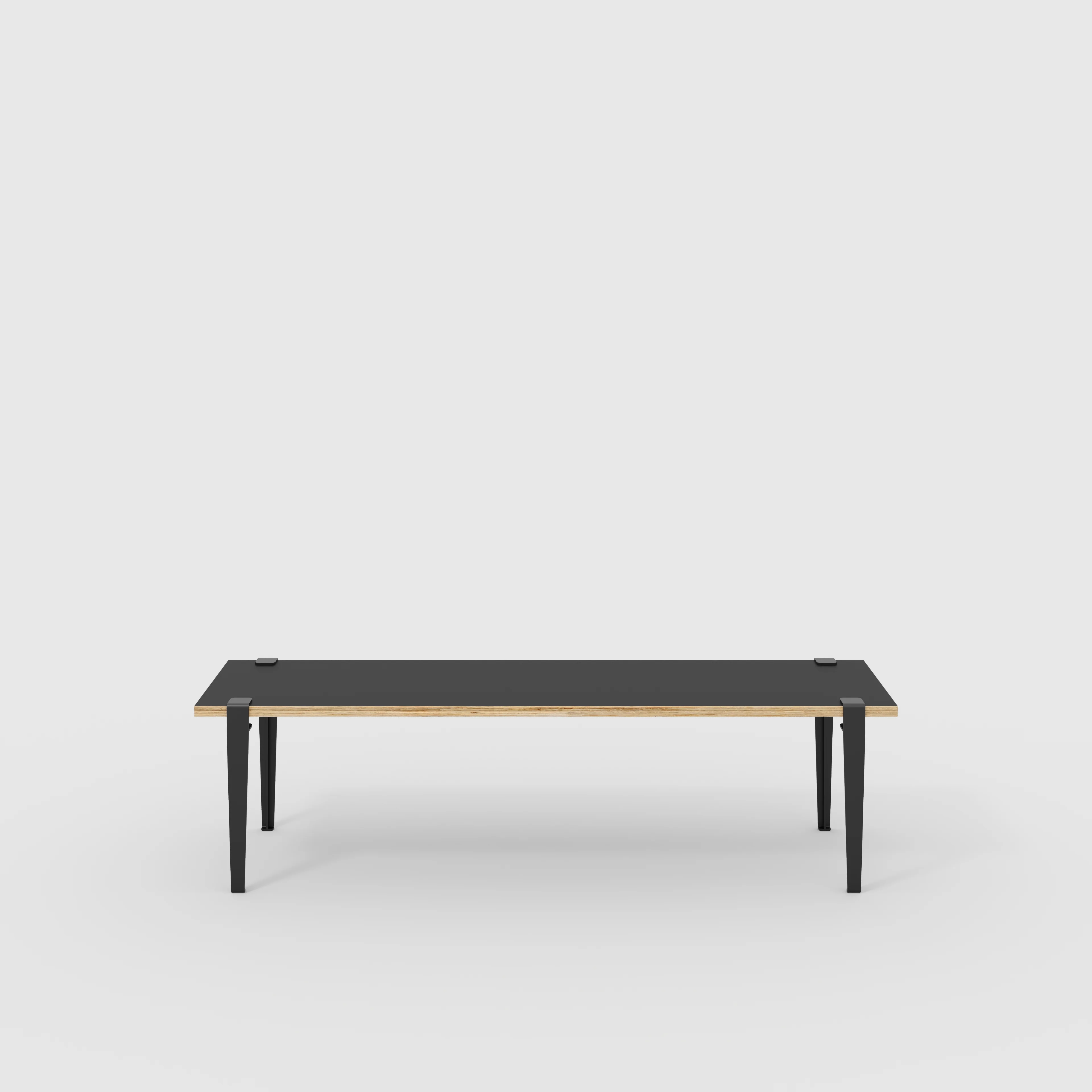 Plywood Bench Seat with Black Tiptoe Legs - Formica Diamond Black - 1600(w) x 400(d) x 450(h)