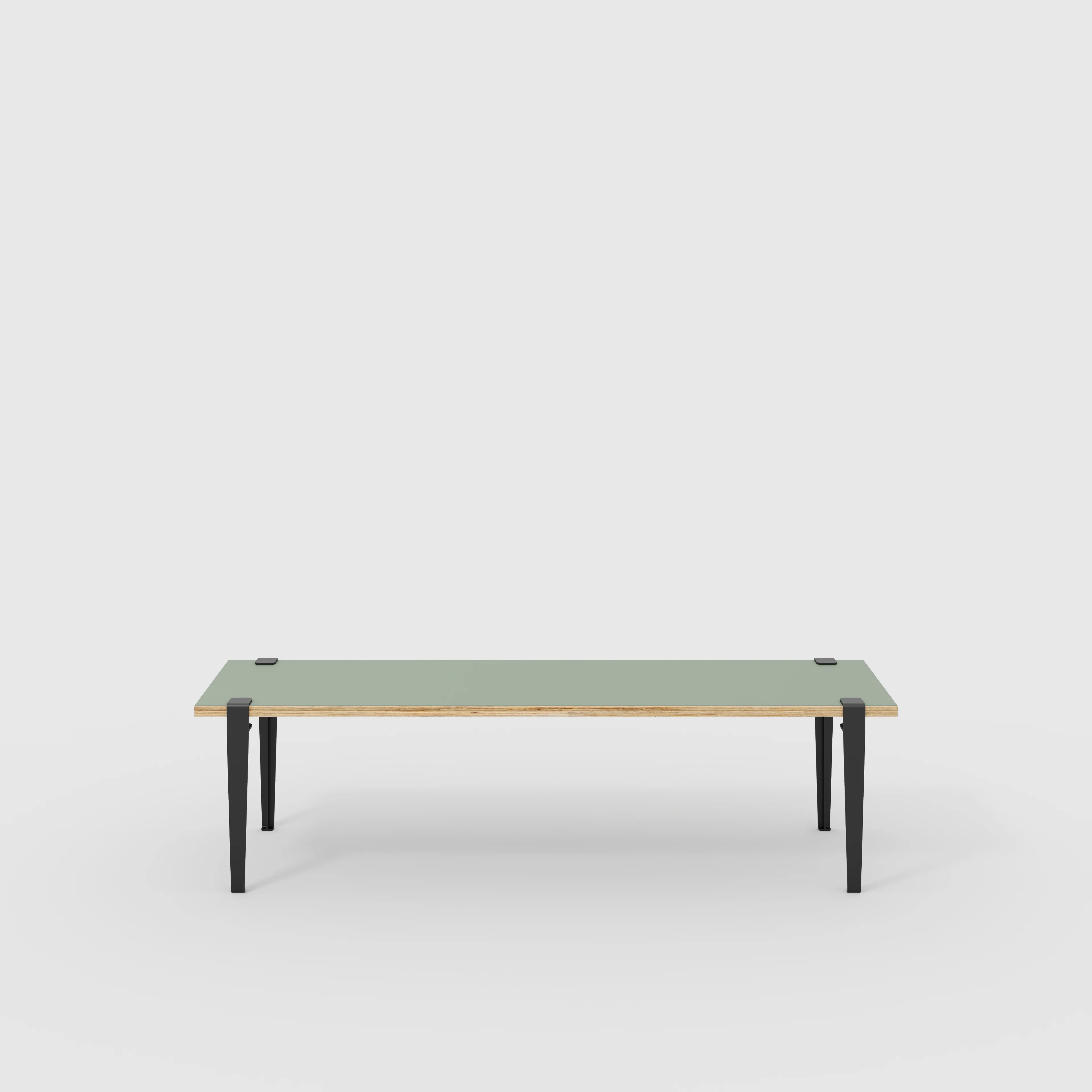 Plywood Bench Seat with Black Tiptoe Legs - Formica Green Slate - 1600(w) x 400(d) x 450(h)