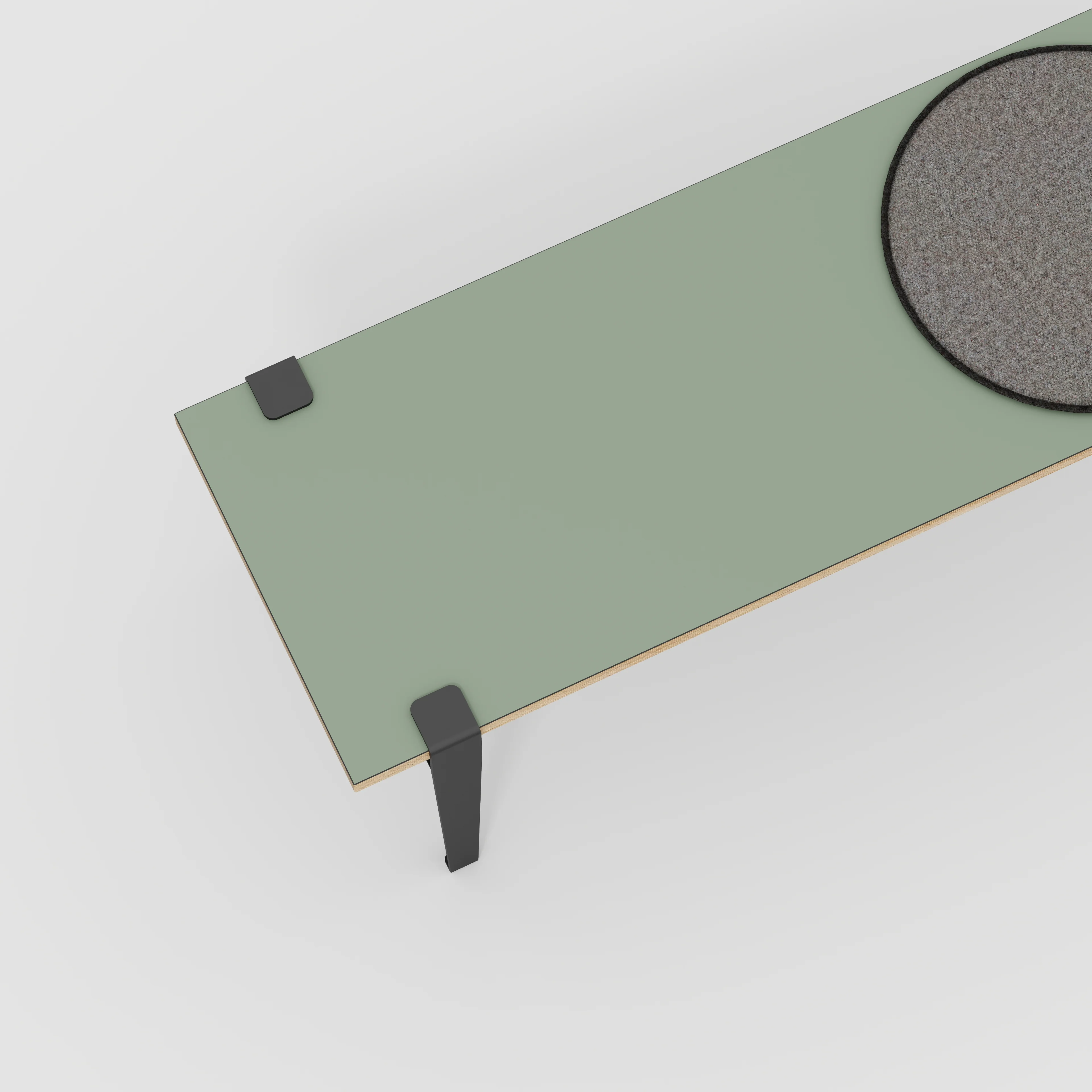 Plywood Bench Seat with Black Tiptoe Legs - Formica Green Slate - 1600(w) x 400(d) x 450(h) - Image 3