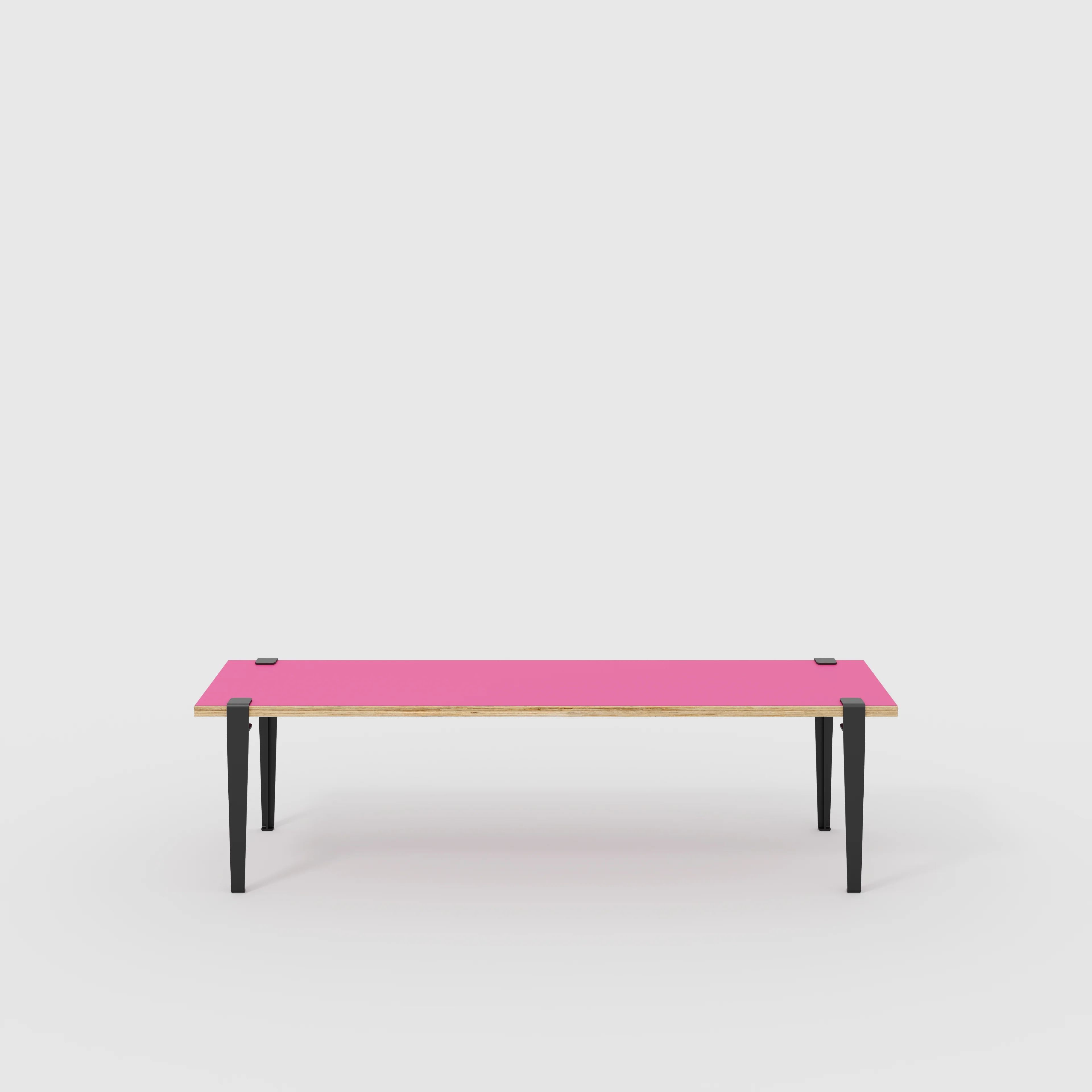 Plywood Bench Seat with Black Tiptoe Legs - Formica Juicy Pink - 1600(w) x 400(d) x 450(h)