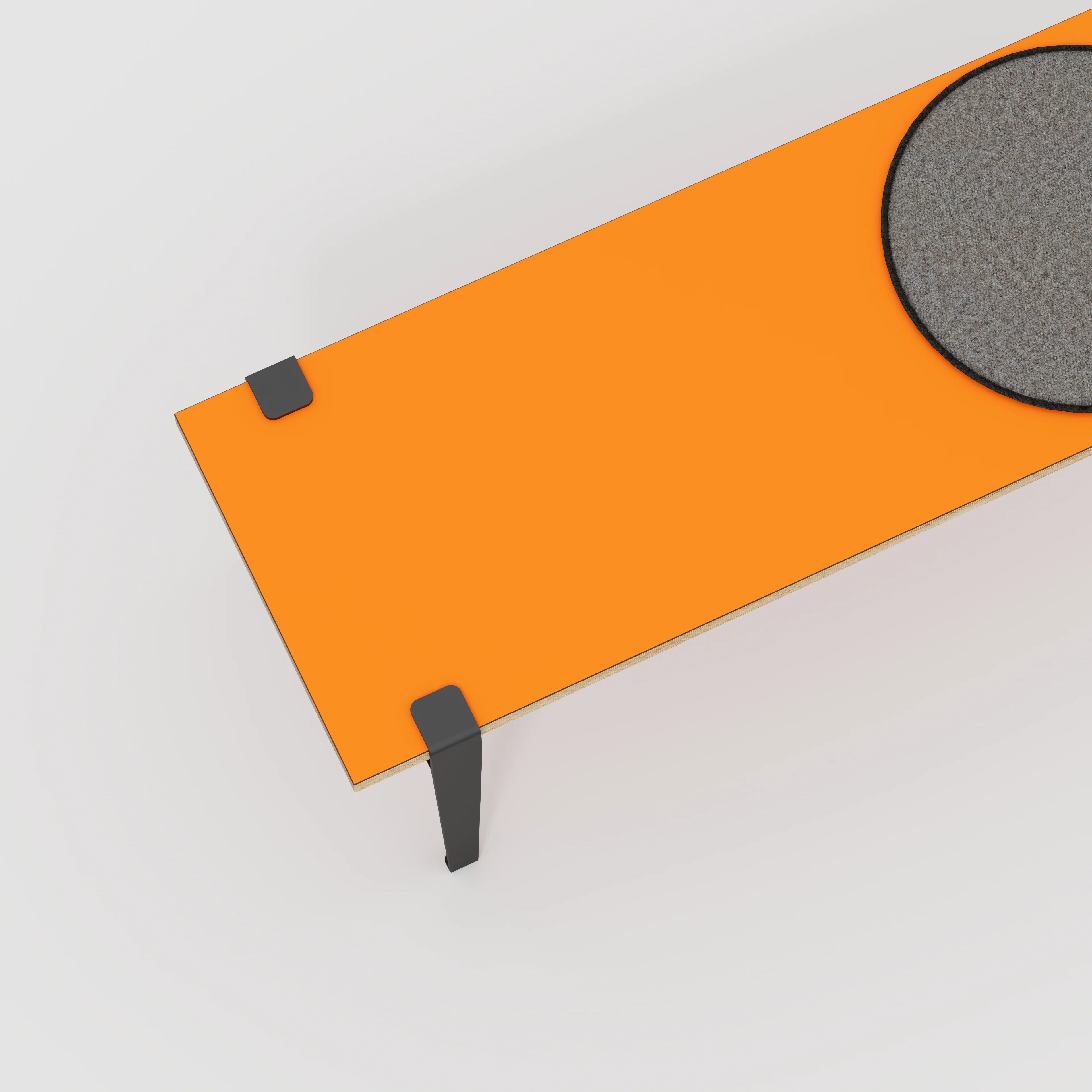 Plywood Bench Seat with Black Tiptoe Legs - Formica Levante Orange - 1200(w) x 400(d) x 450(h) - Image 3