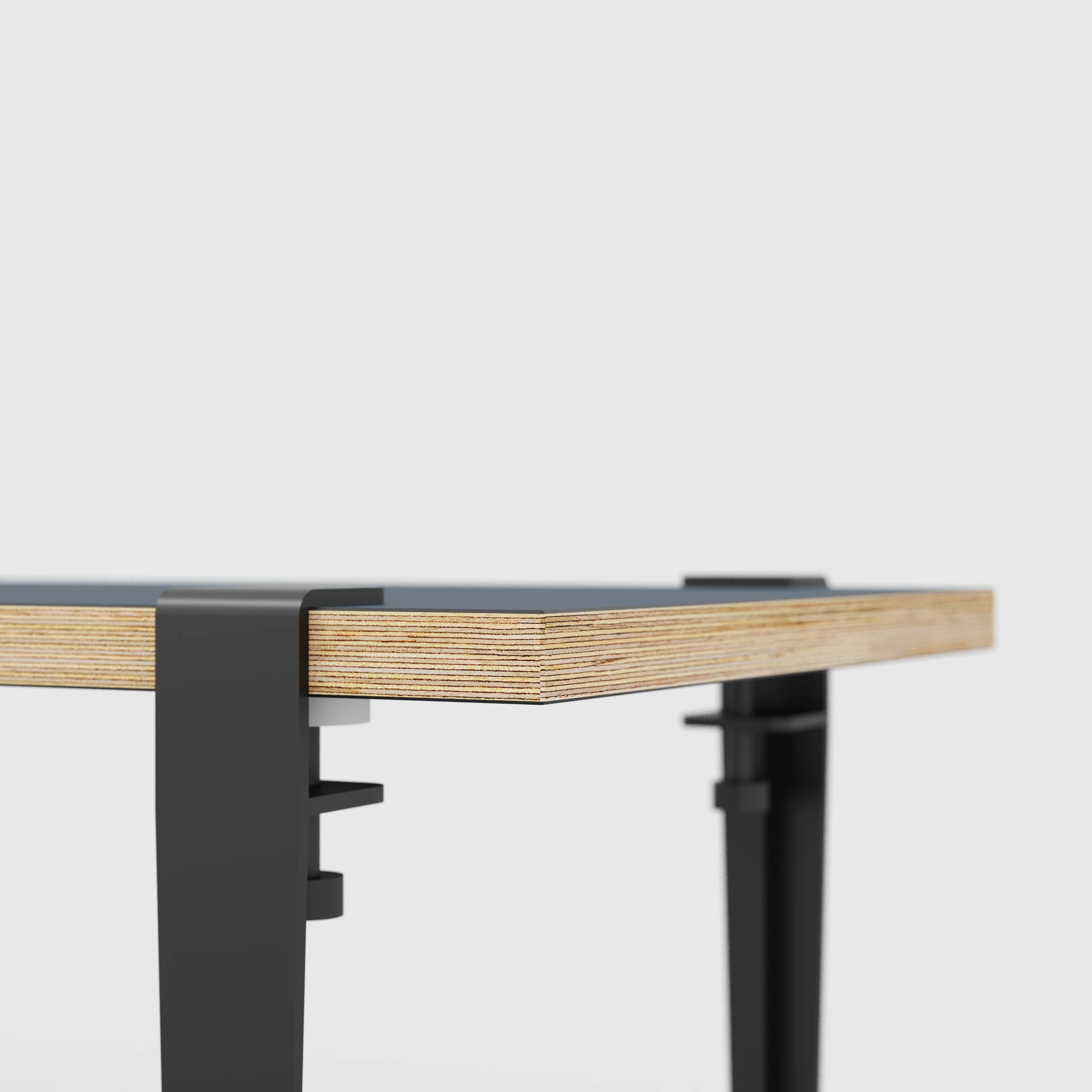 Plywood Bench Seat with Black Tiptoe Legs - Formica Night Sea Blue - 1200(w) x 400(d) x 450(h) - Image 4